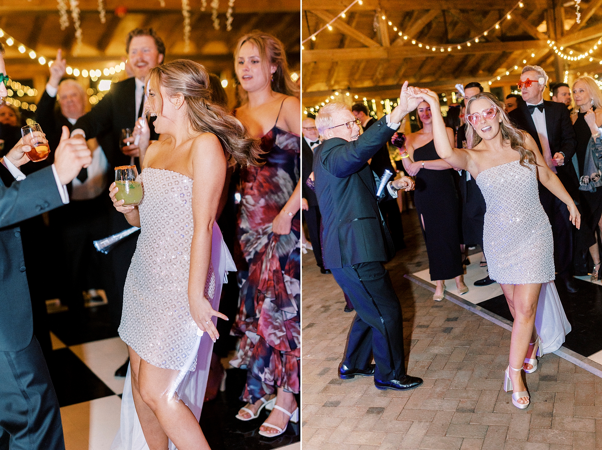 wedding guests dance during NC wedding reception