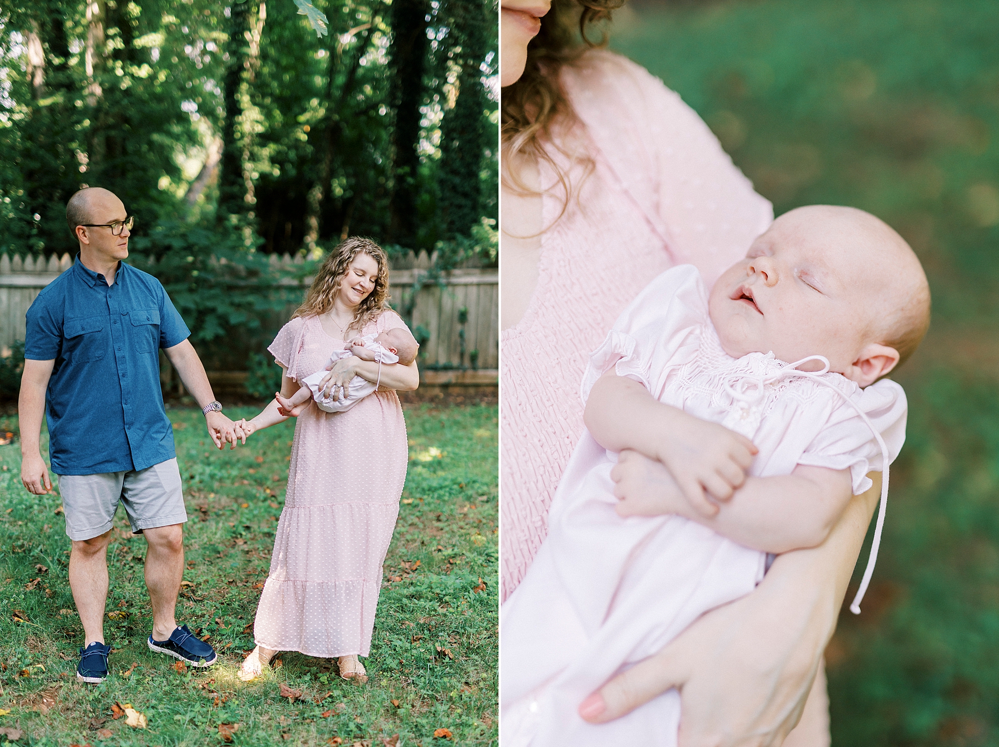 parents hold daughter standing on lawn of Winston-Salem NC home