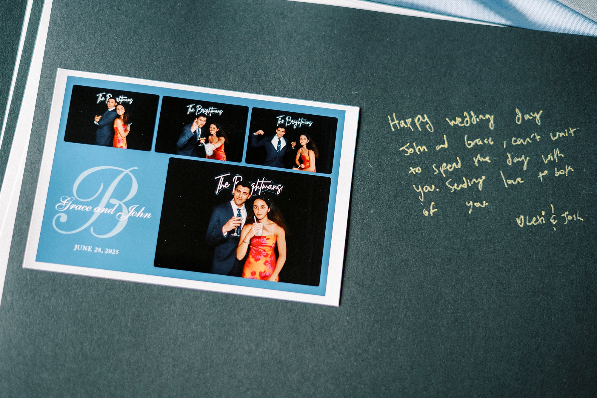 photos in guest book with signature fore celebration in Charlotte NC