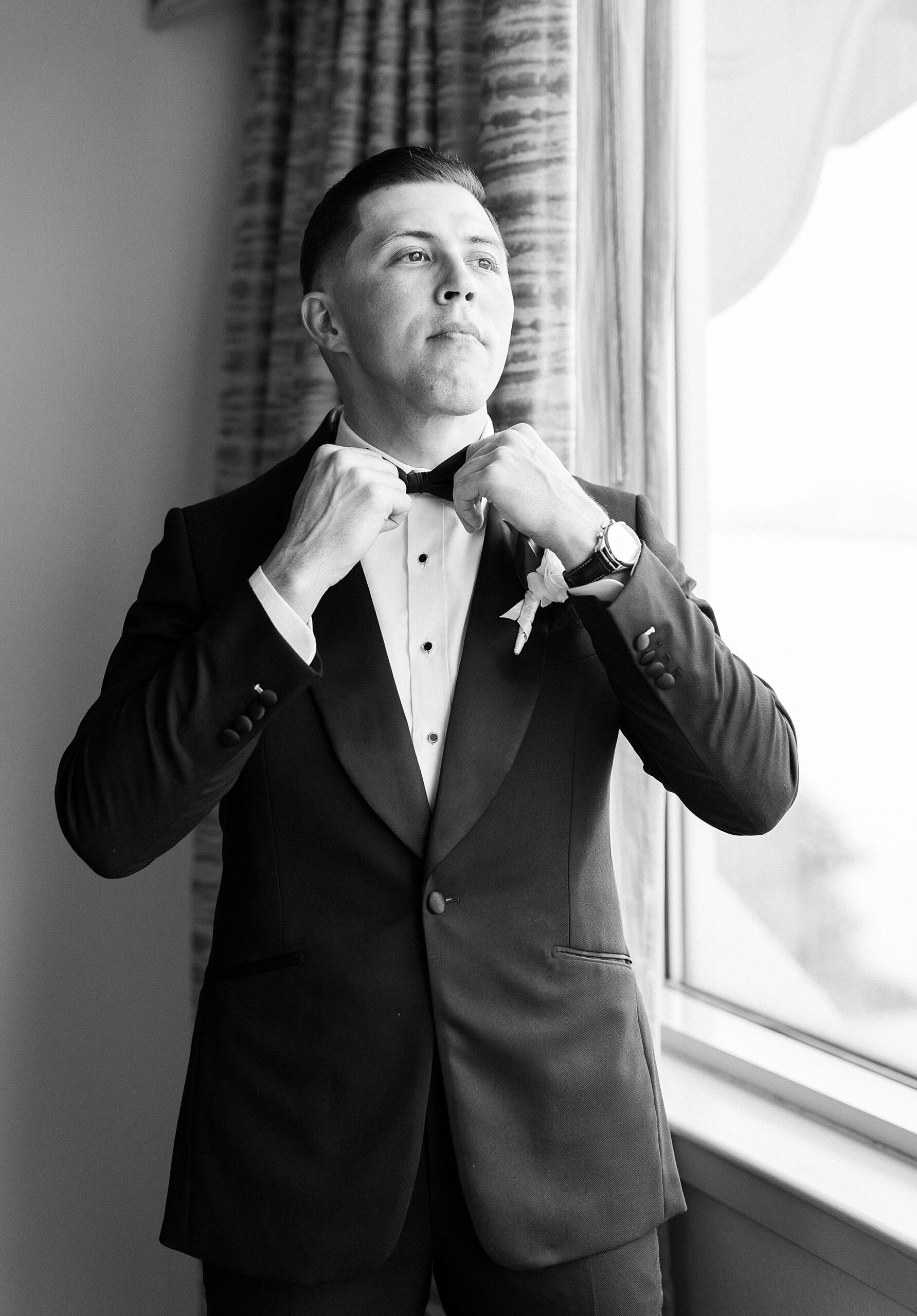 groom the morning before The Westin Savannah wedding
