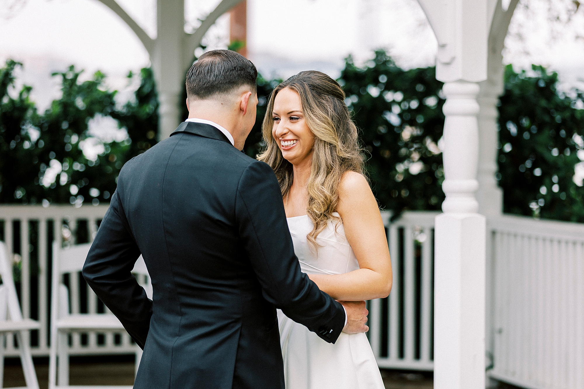 emotional first look between bride and groom 