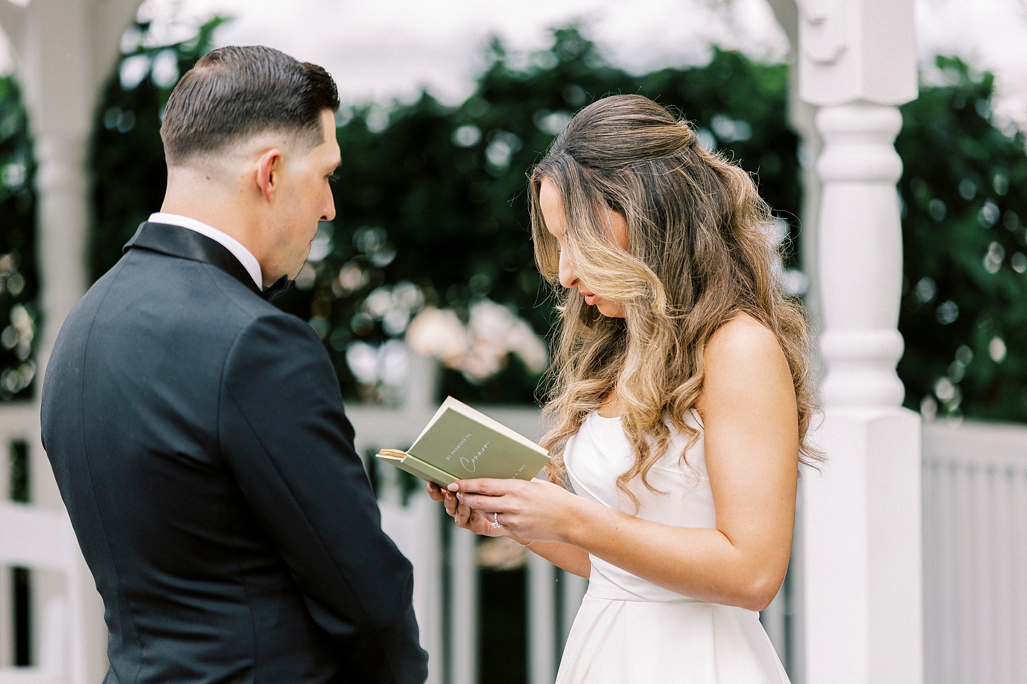 bride reading private vows to groom