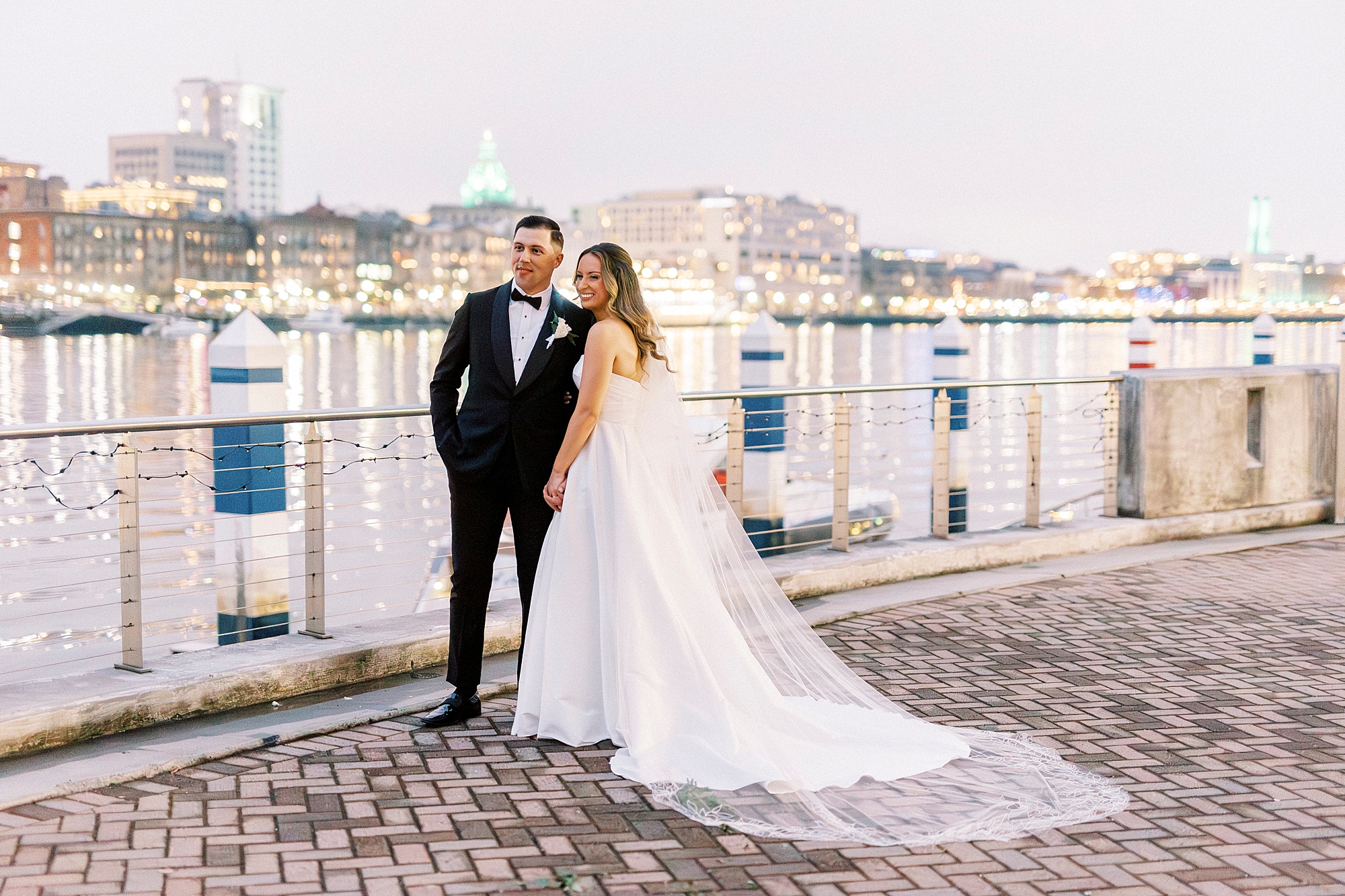 Romantic Waterfront Wedding portraits at The Westin Savannah