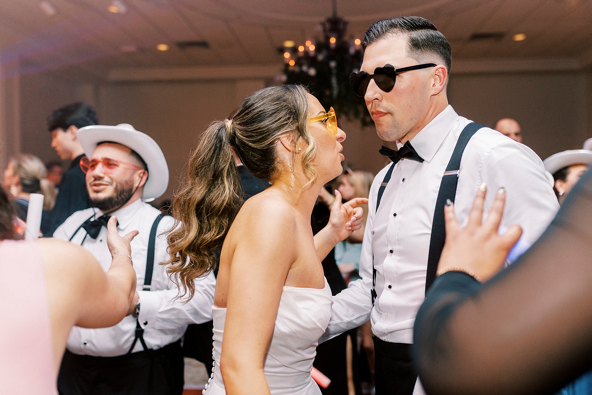 bride and groom on dance floor 