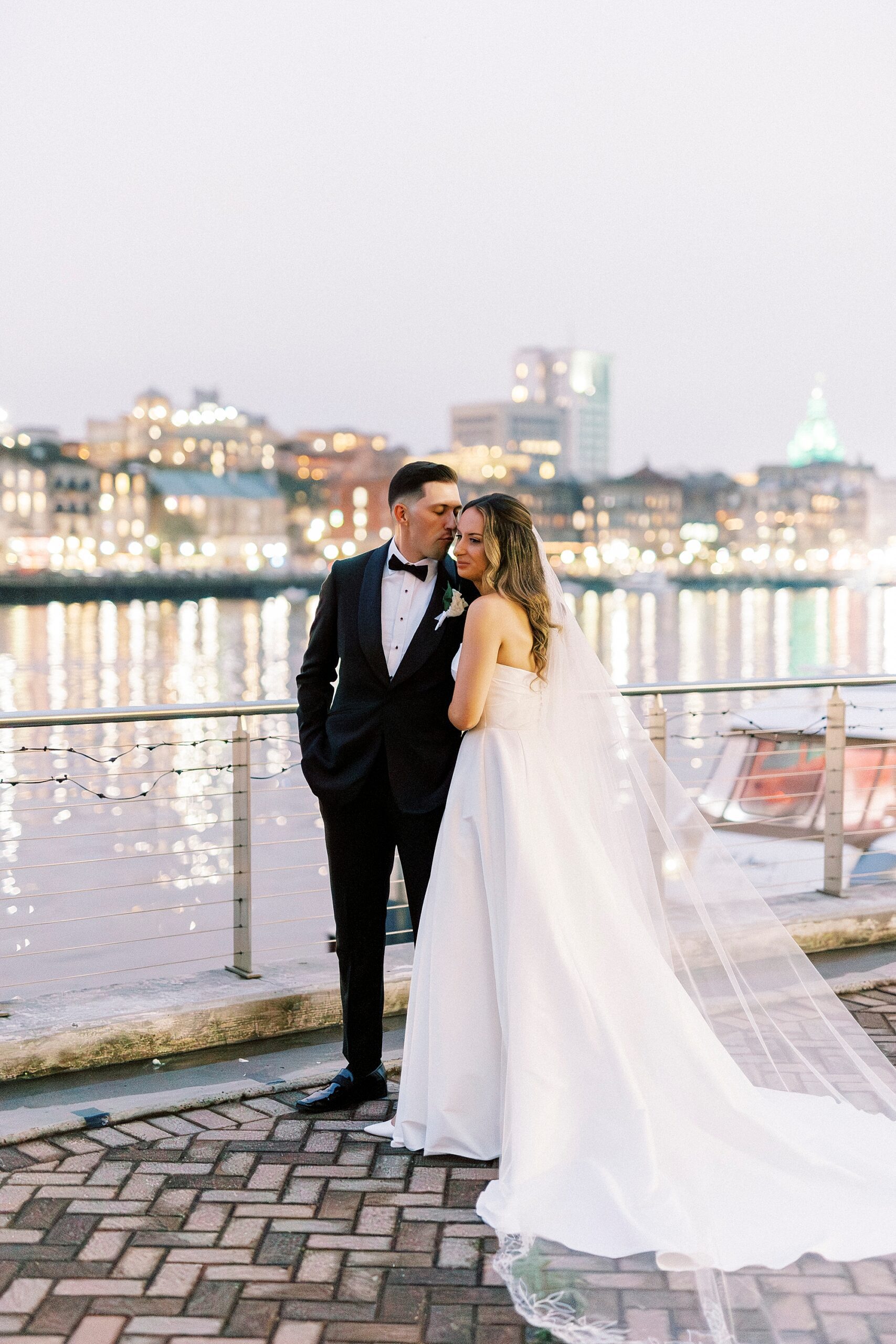 Waterfront wedding portraits at The Westin Savannah