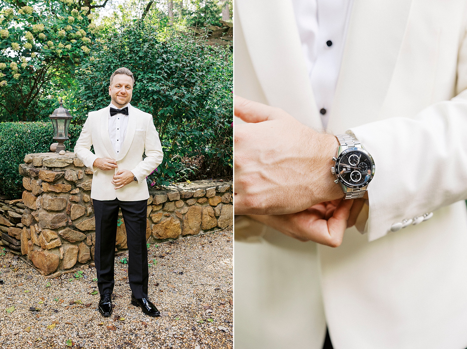groom in white tux