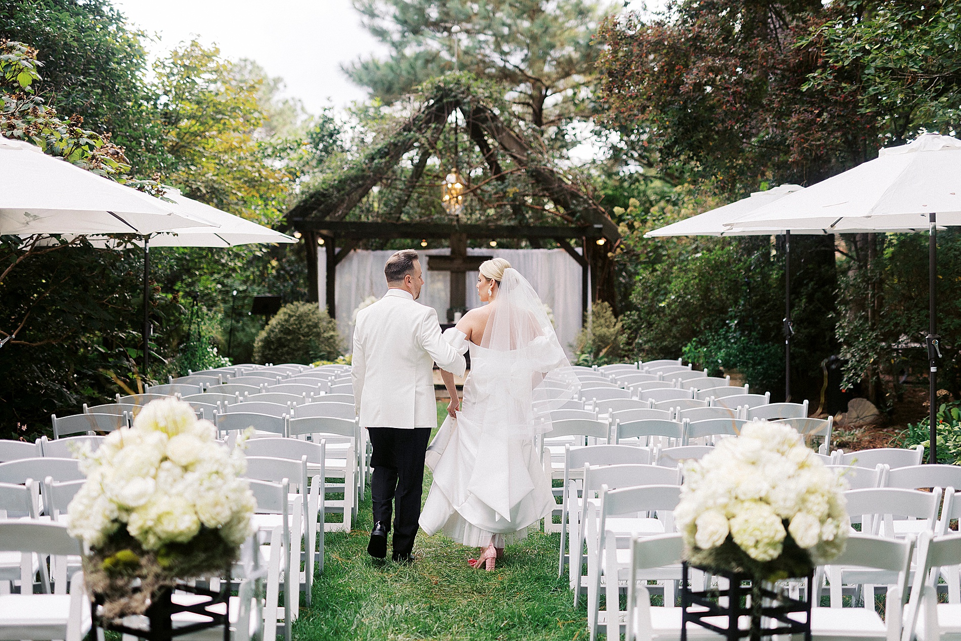 outdoor wedding ceremony at private residence