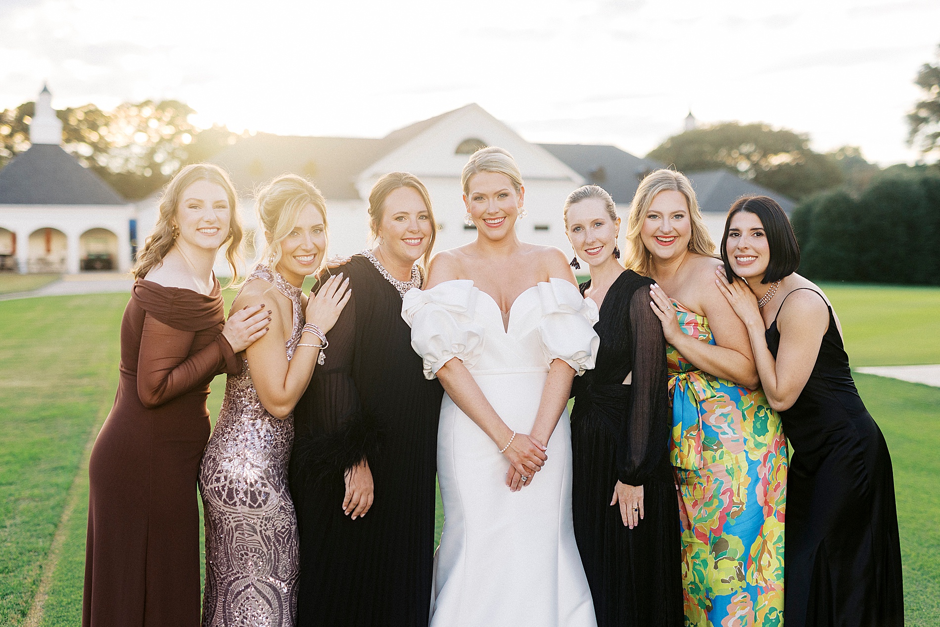 bride with bridesmaids from Gaston Country Club Wedding