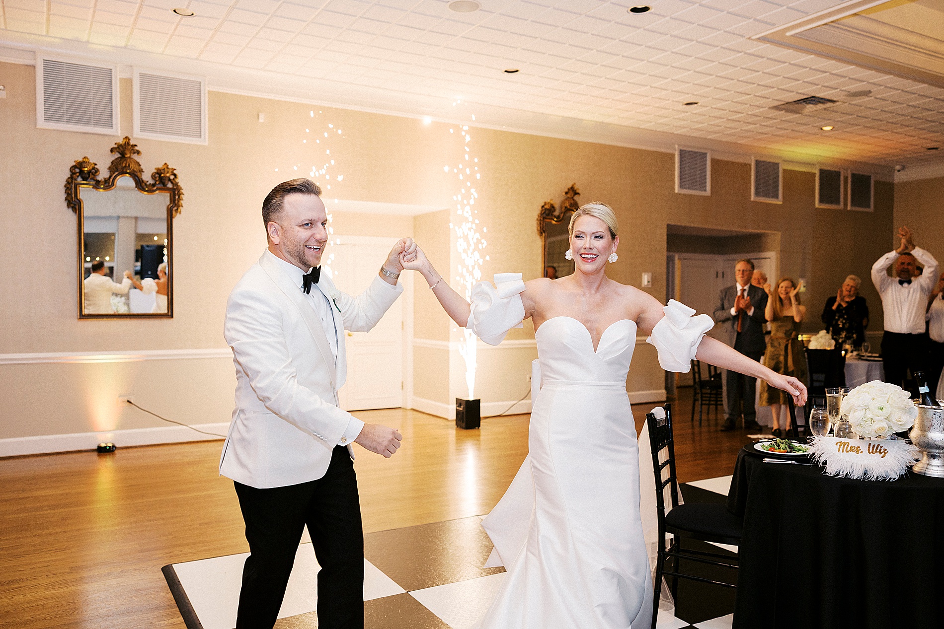 newlyweds enter Gaston Country Club Wedding reception
