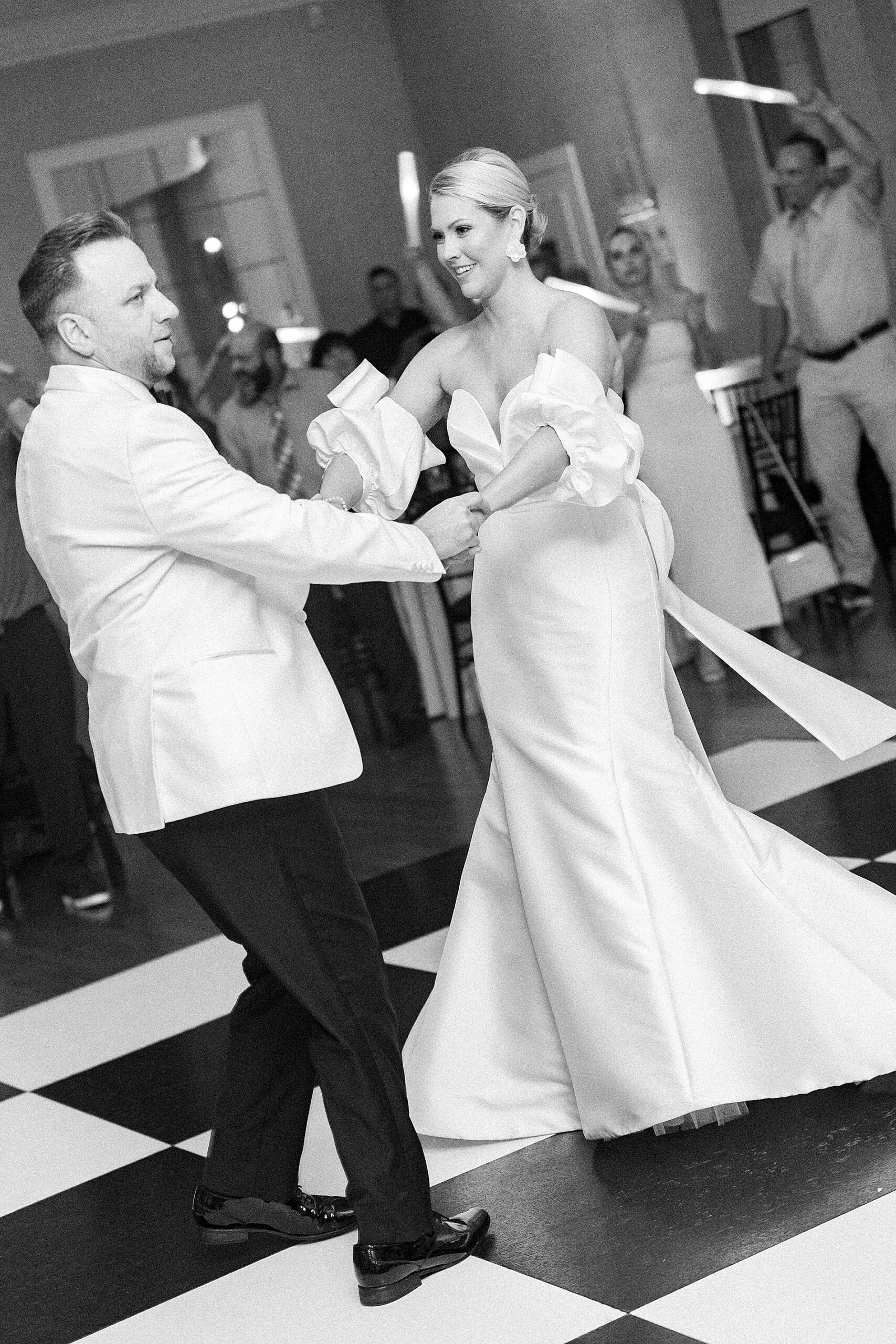 newlyweds on dance floor at Gaston Country Club Wedding in Gastonia NC