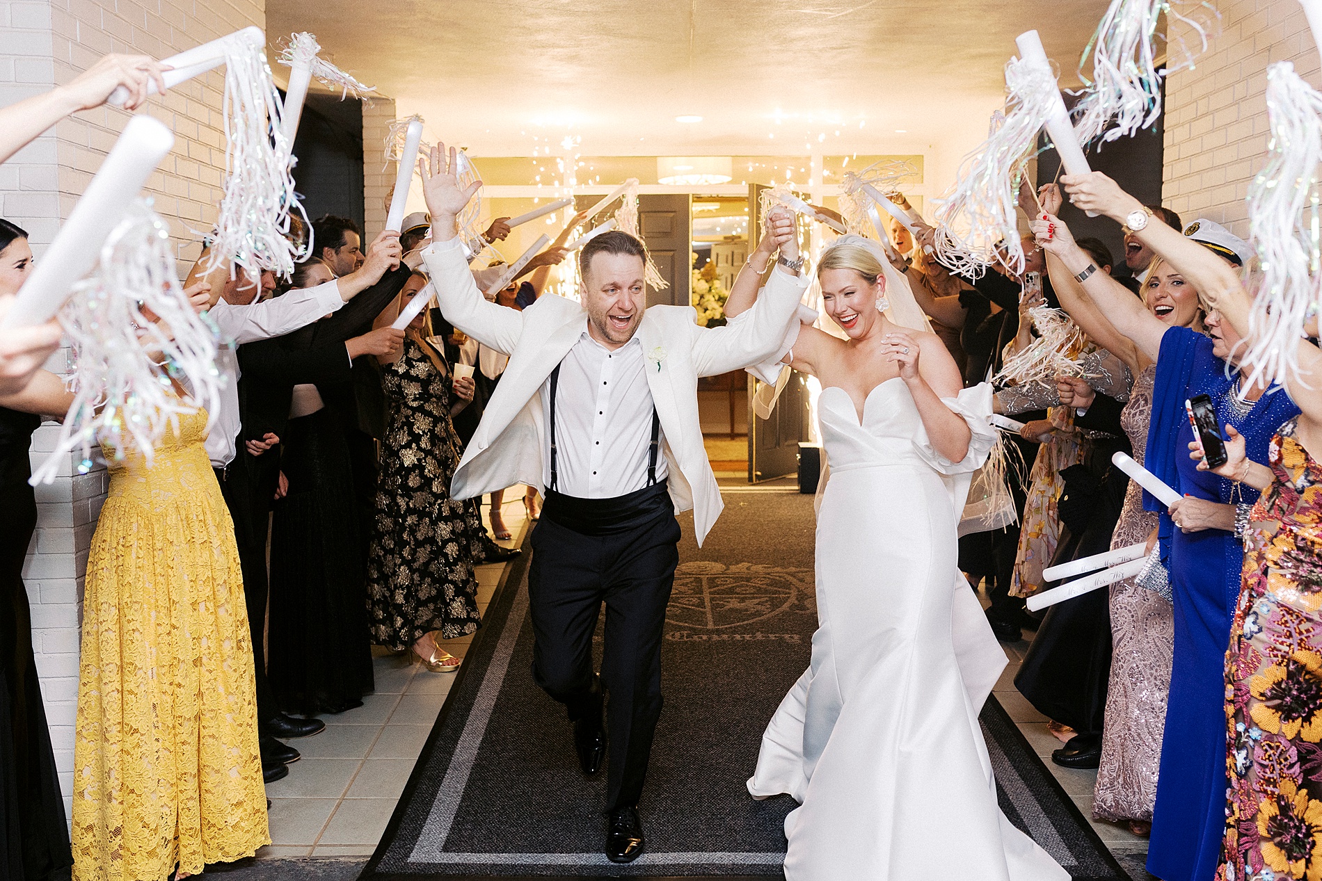 bride and groom exit Gaston Country Club Wedding in Gastonia NC