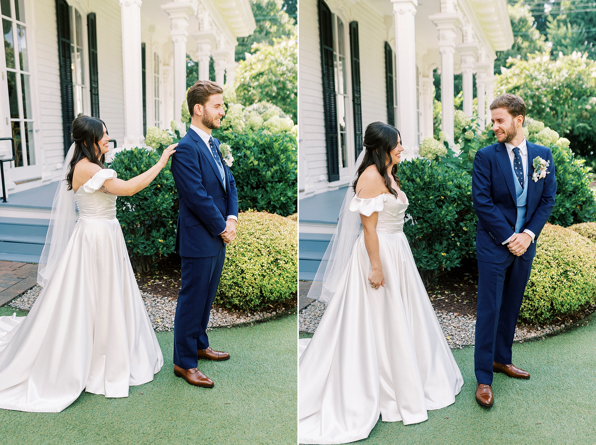 bride and groom first look