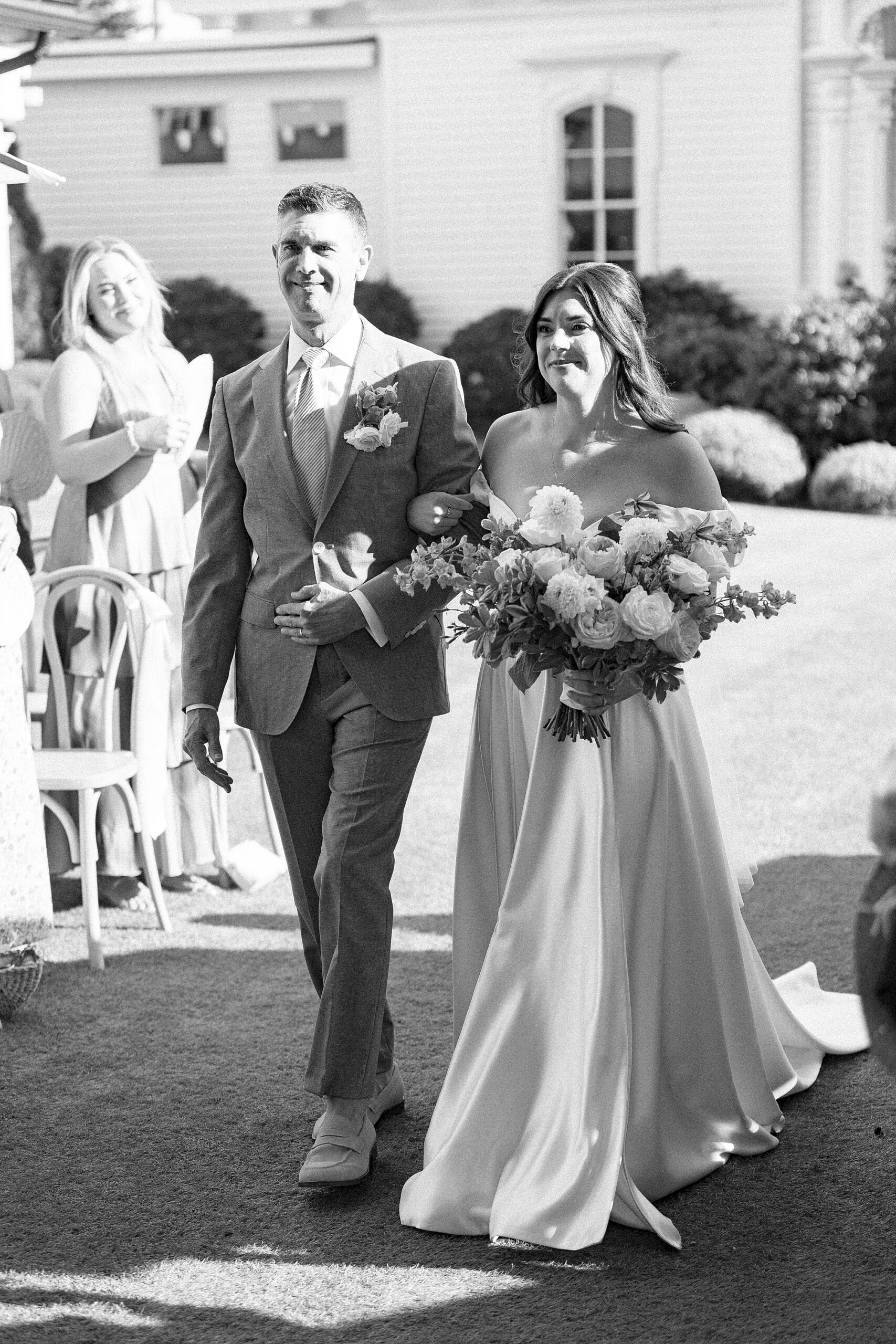 father walks daughter down aisle 