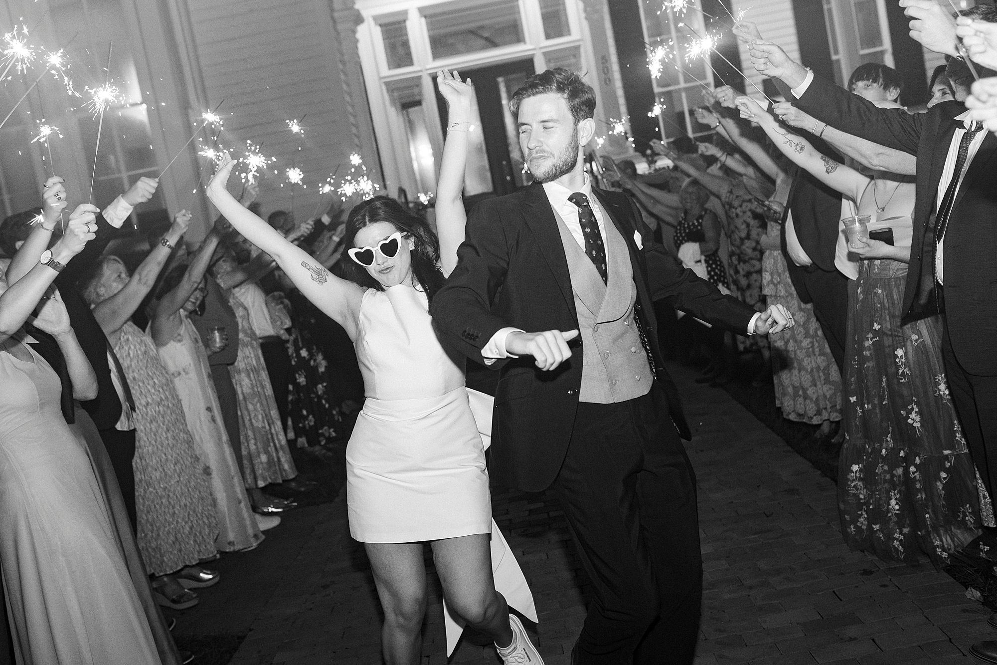 newlyweds exit wedding 
