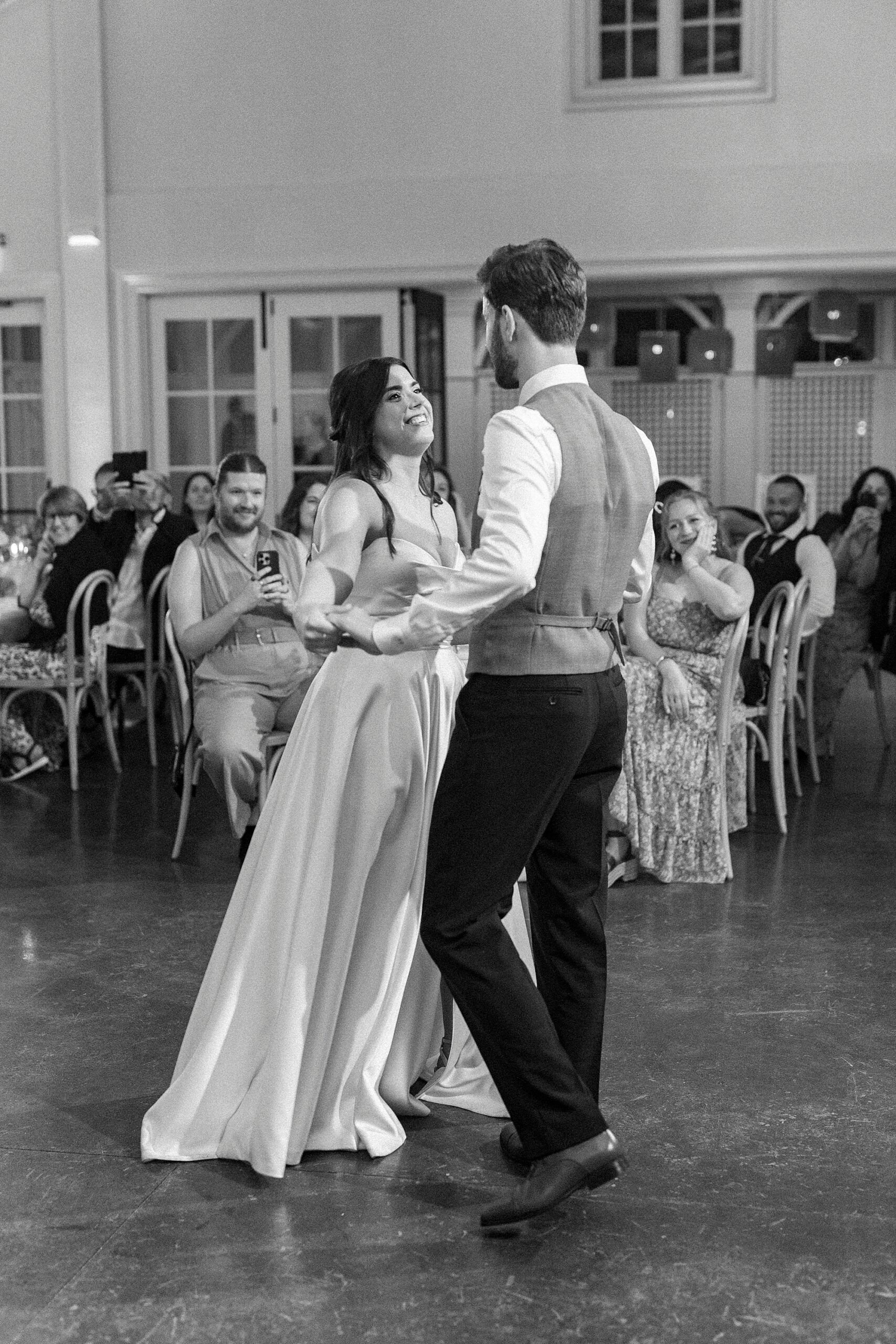 bride and groom share first dance