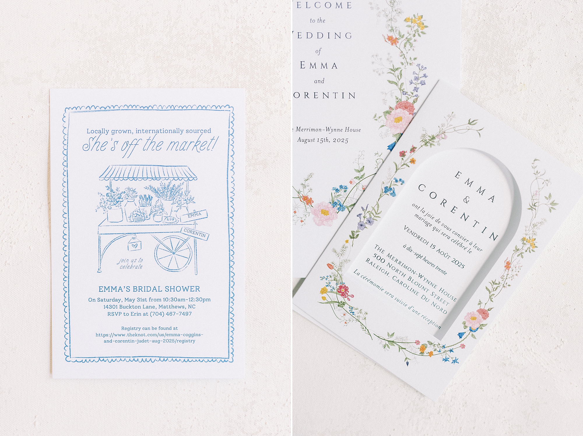 wedding paper goods from wedding at The Merrimon-Wynne House in Raleigh, NC