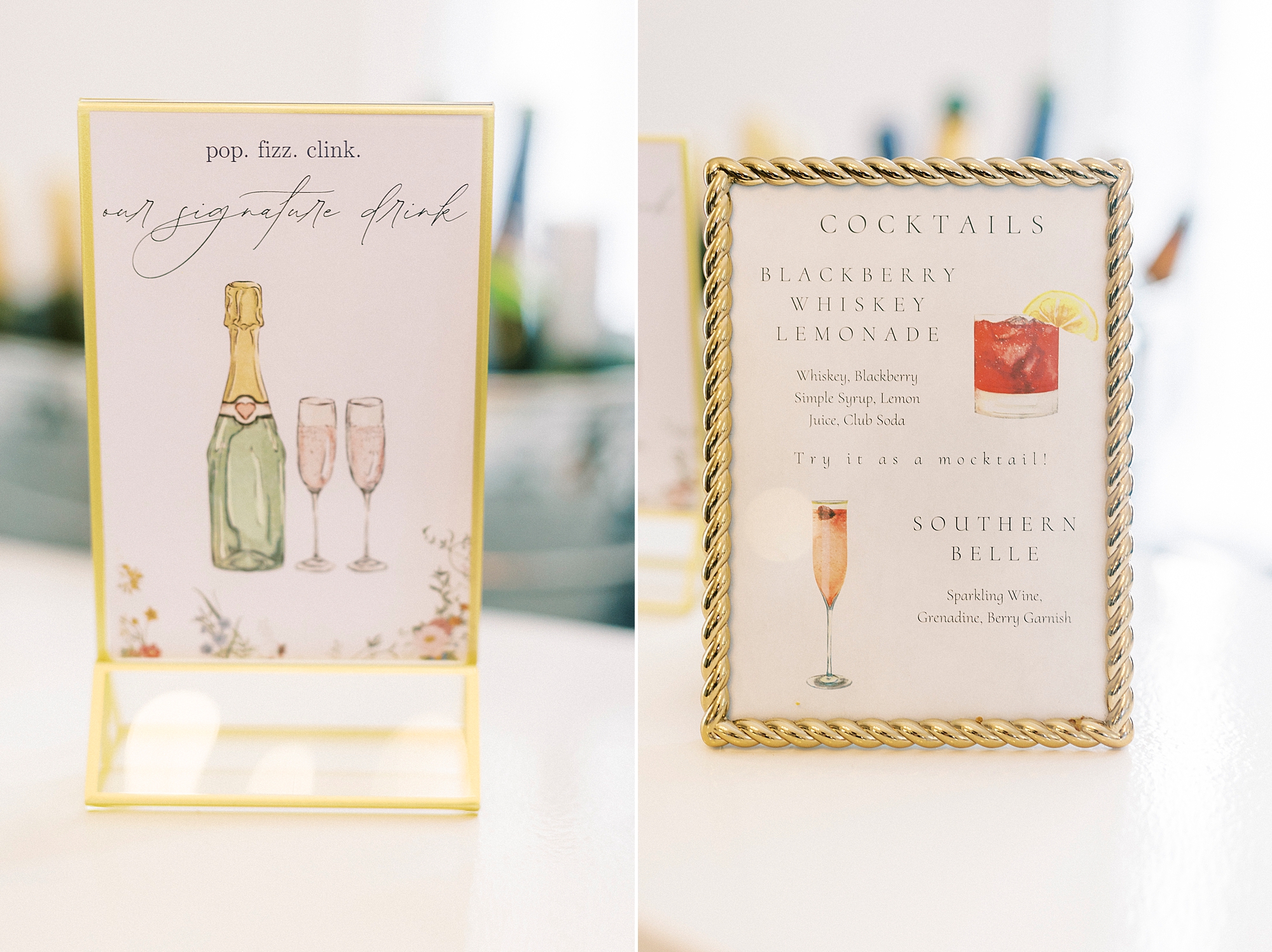 signature cocktail sign at  French-Inspired Wedding at The Merrimon-Wynne House in Raleigh, NC