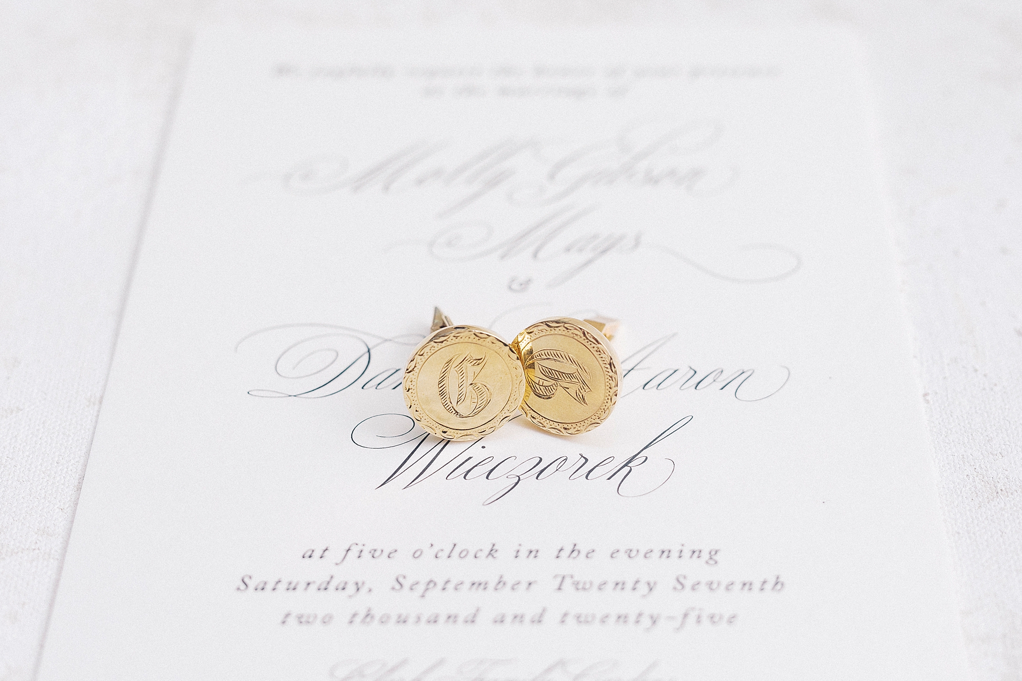 cufflinks on wedding invitations