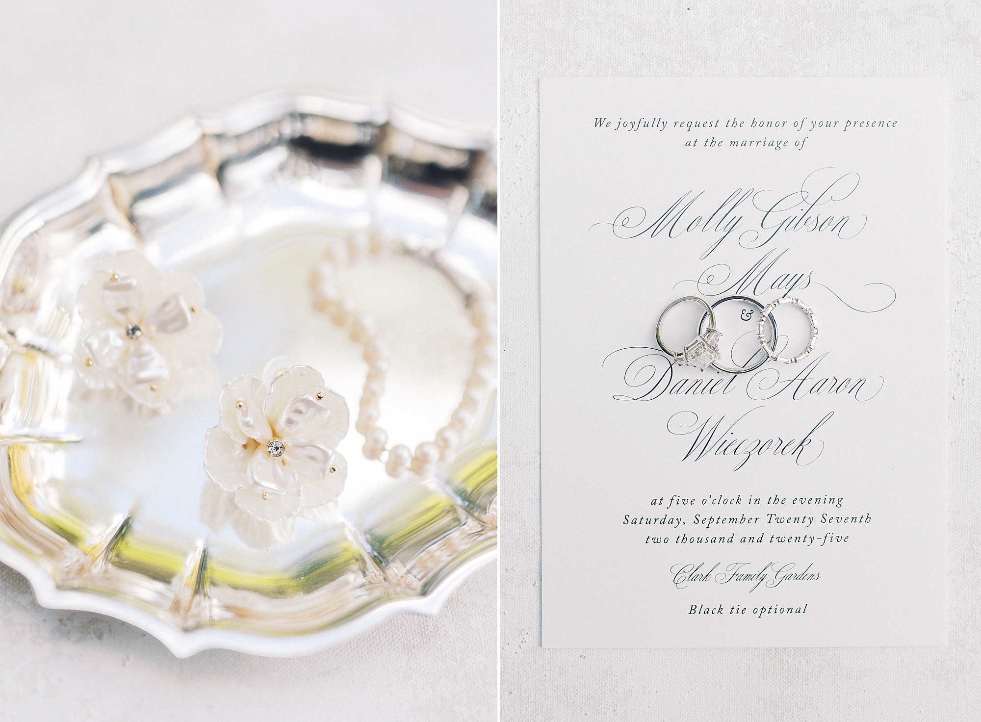 bridal jewlery and wedding invitation