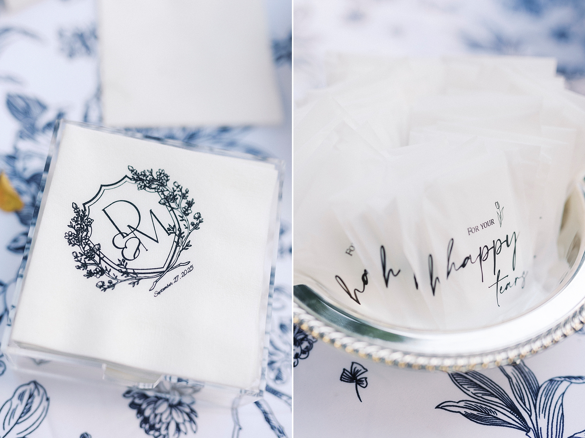 cocktail napkins with monogram detail
