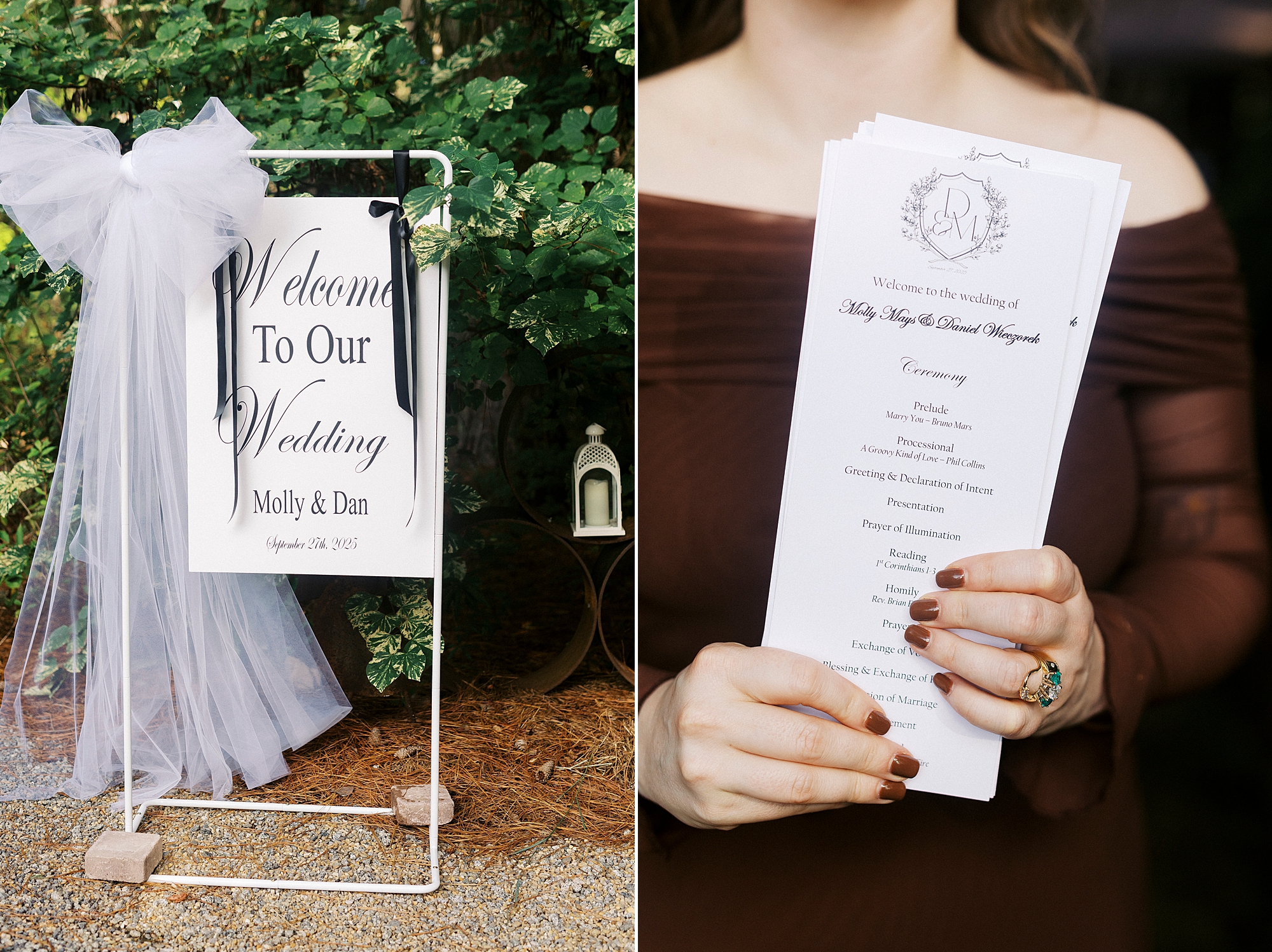 wedding welcome sign and programs