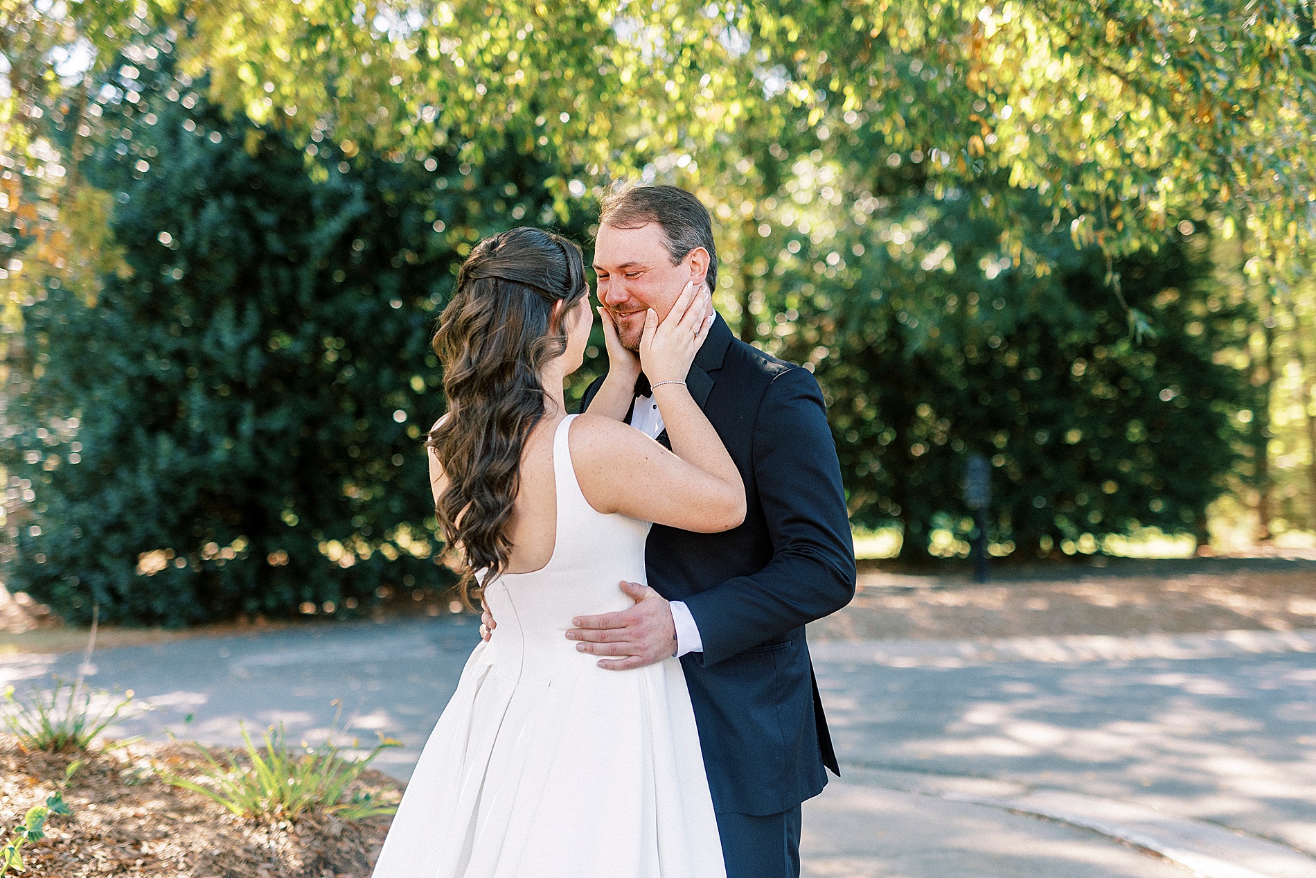 bride and groom first look