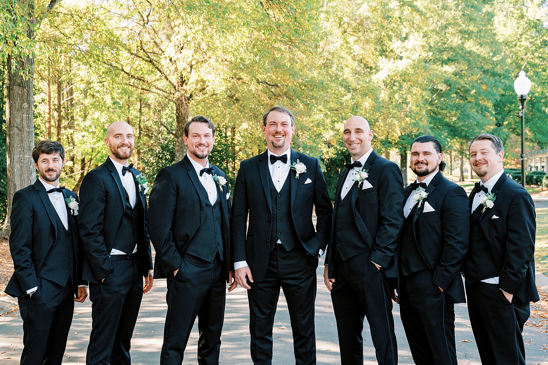 groom with groomsmen in tuxes 
