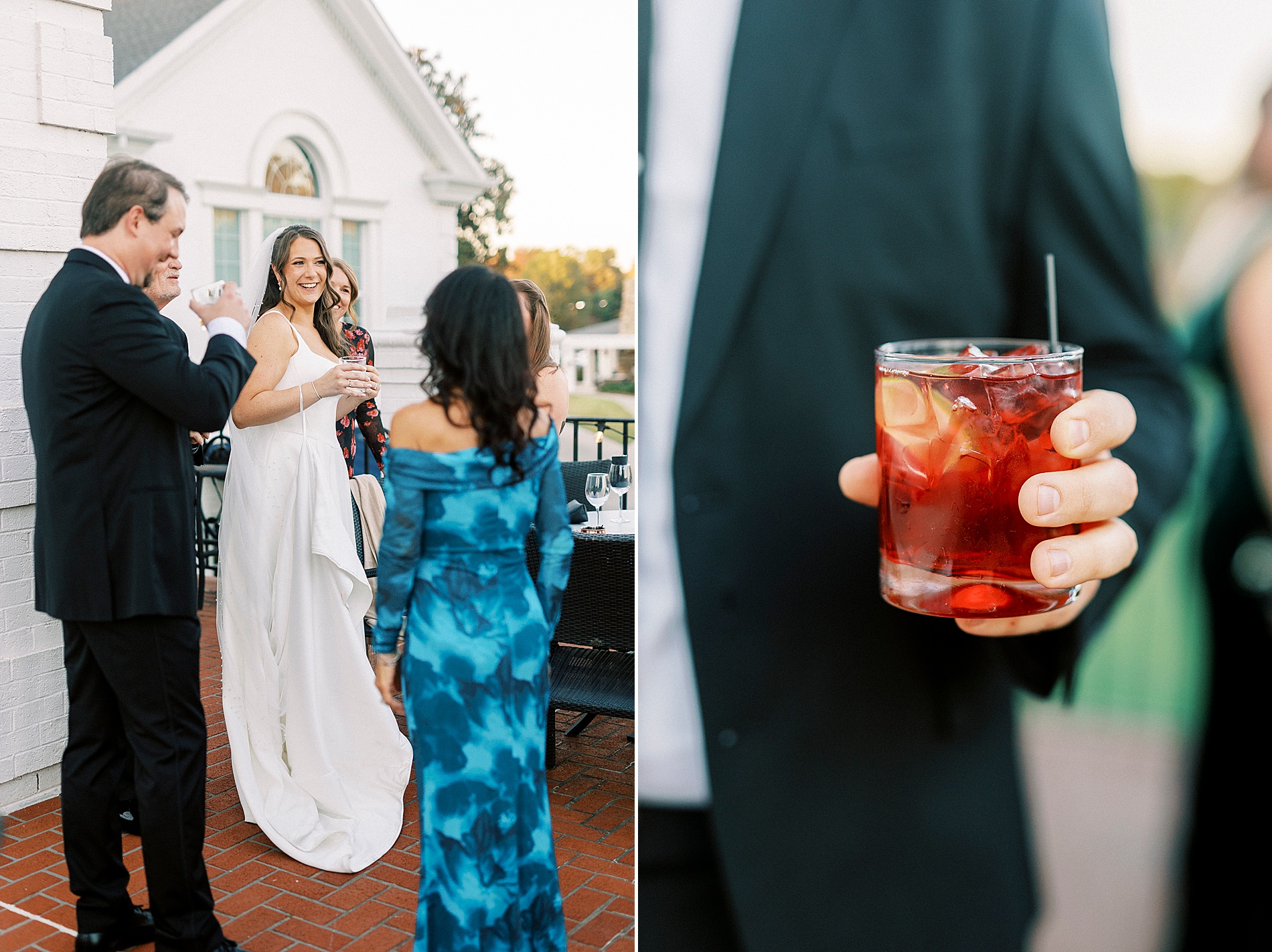 cocktail hour at fall wedding 