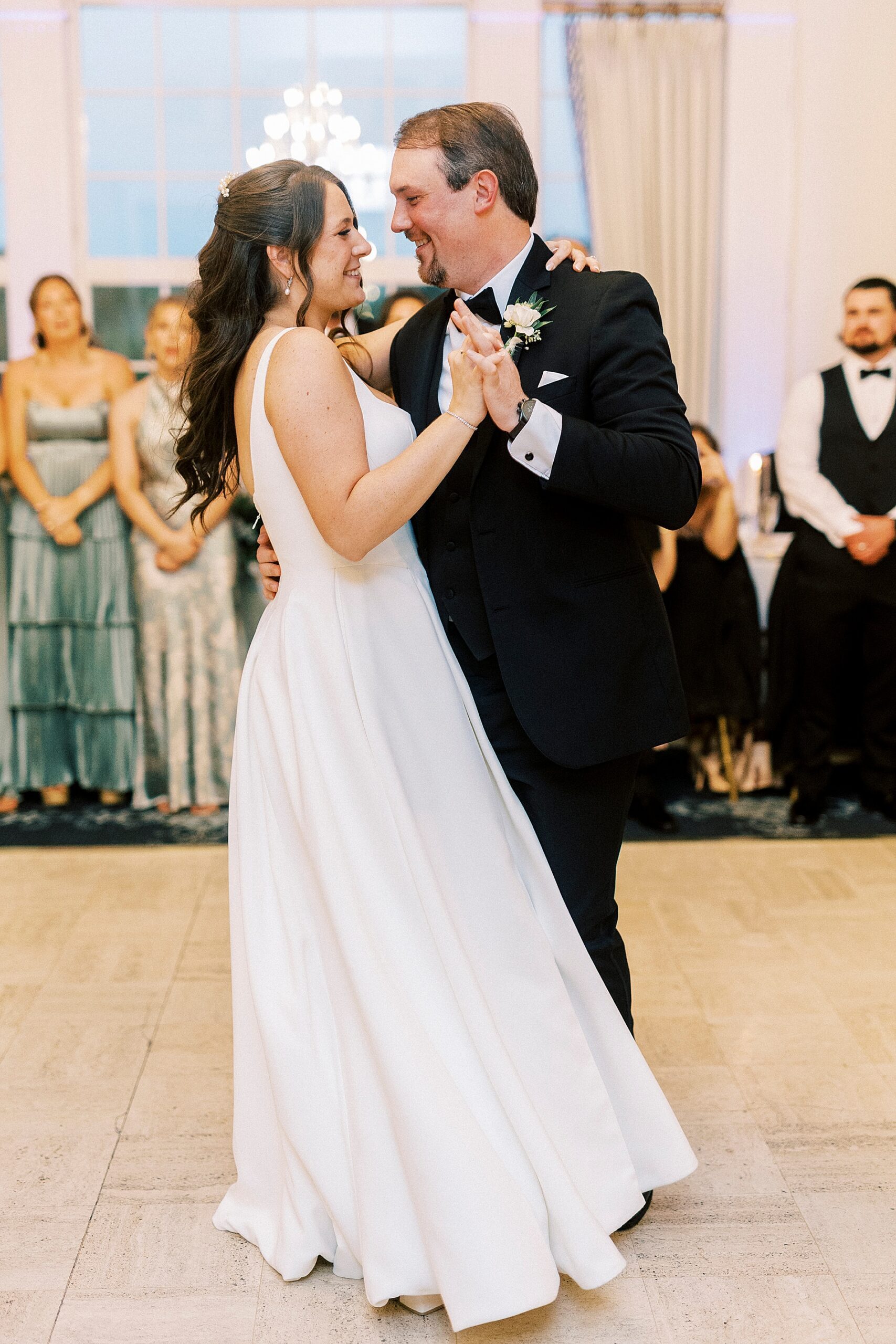 bride and groom share first dance 
