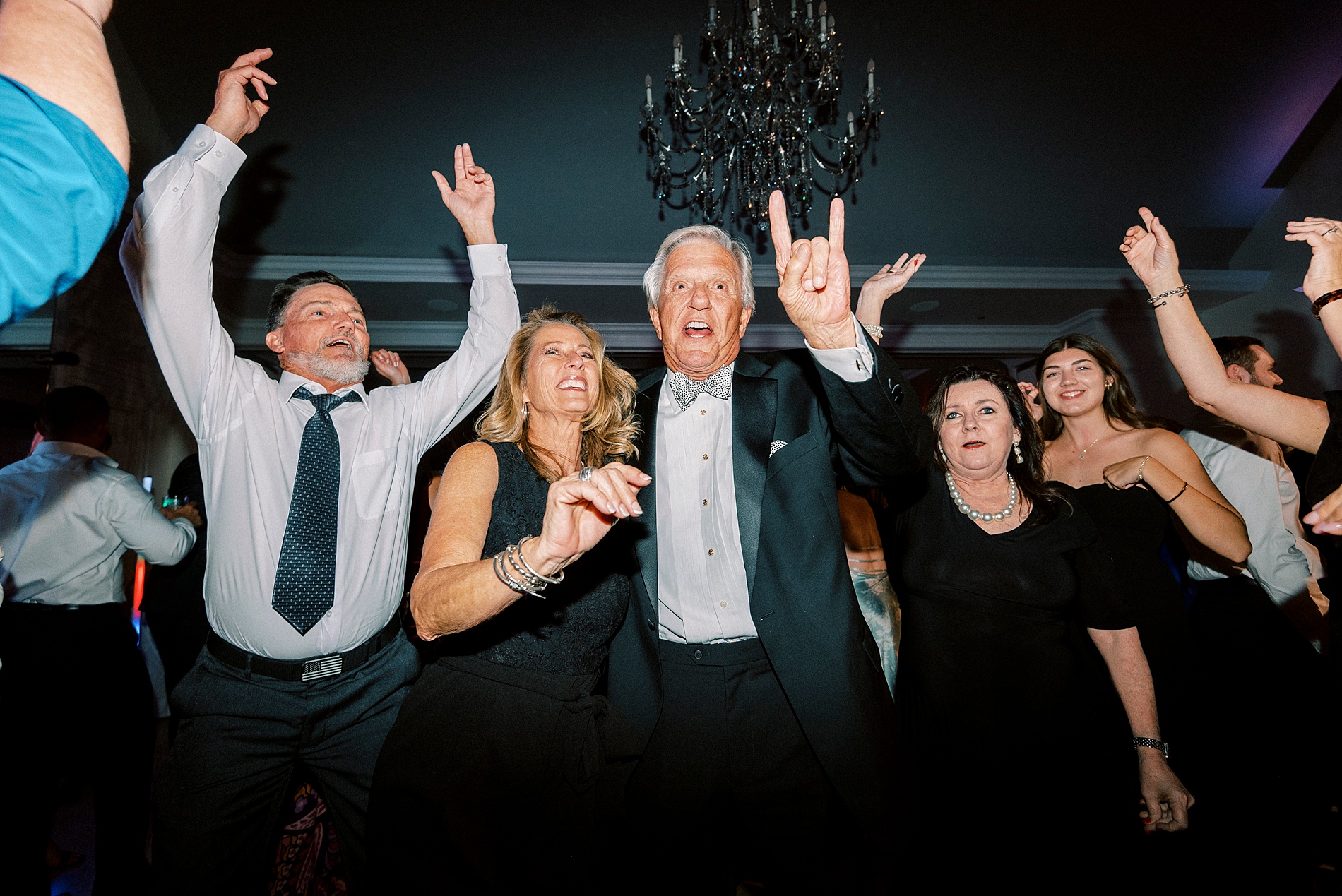 wedding guests on dance floor 