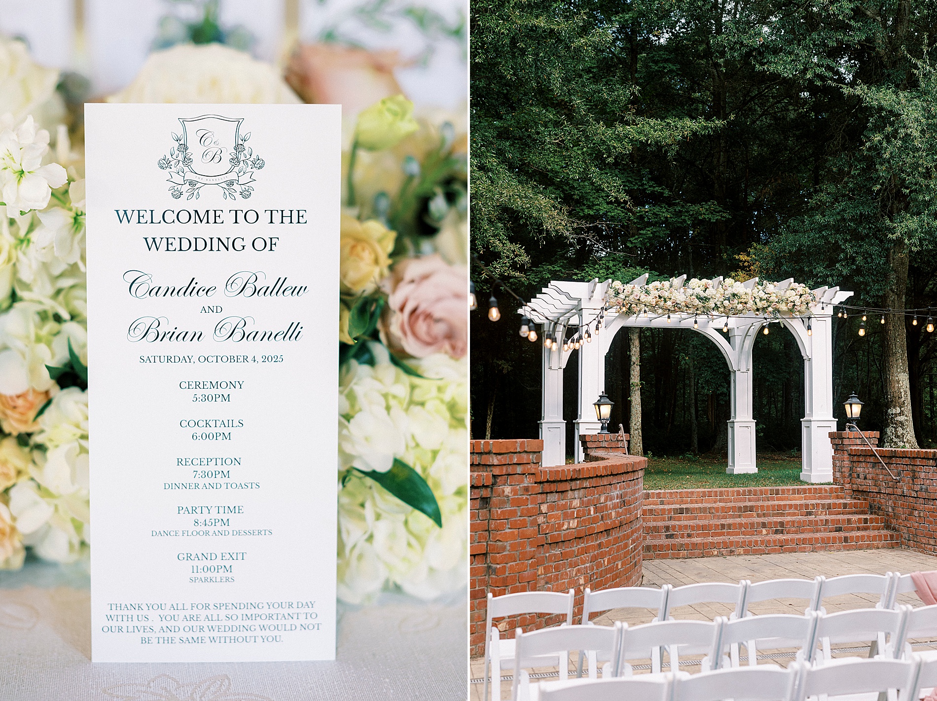 The Brawley Estate Wedding ceremony details
