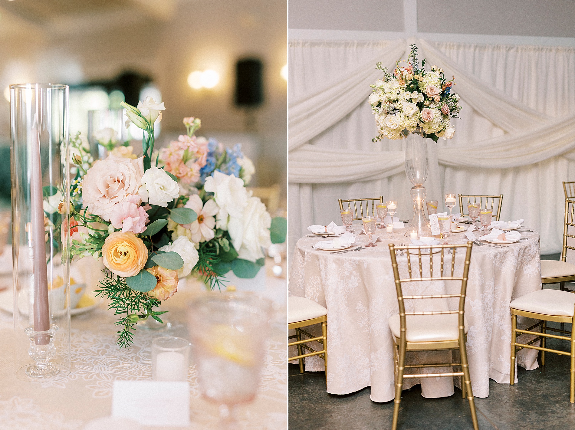 elegant wedding reception at The Brawley Estate