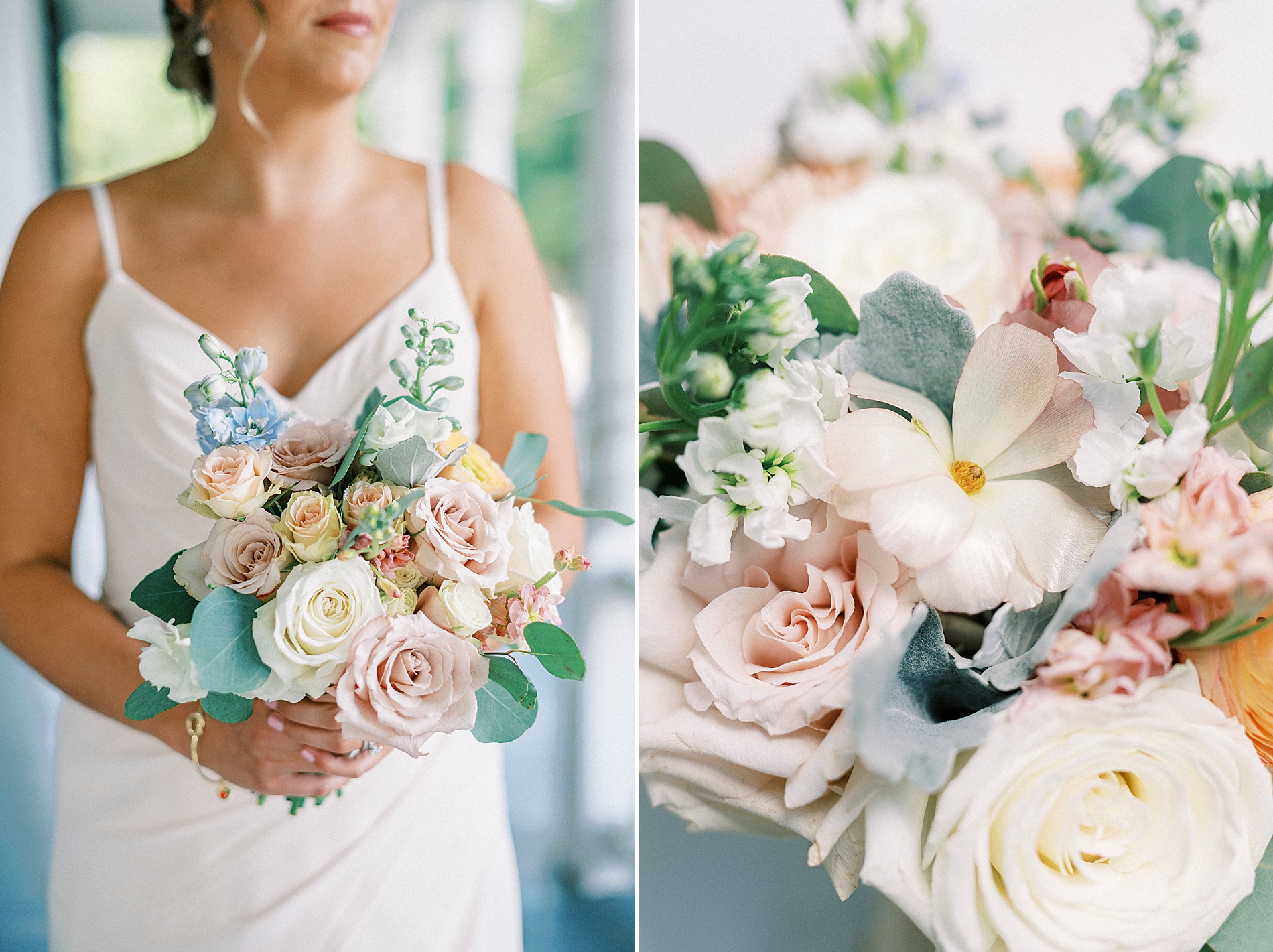 bride holdings soft floral bouquet