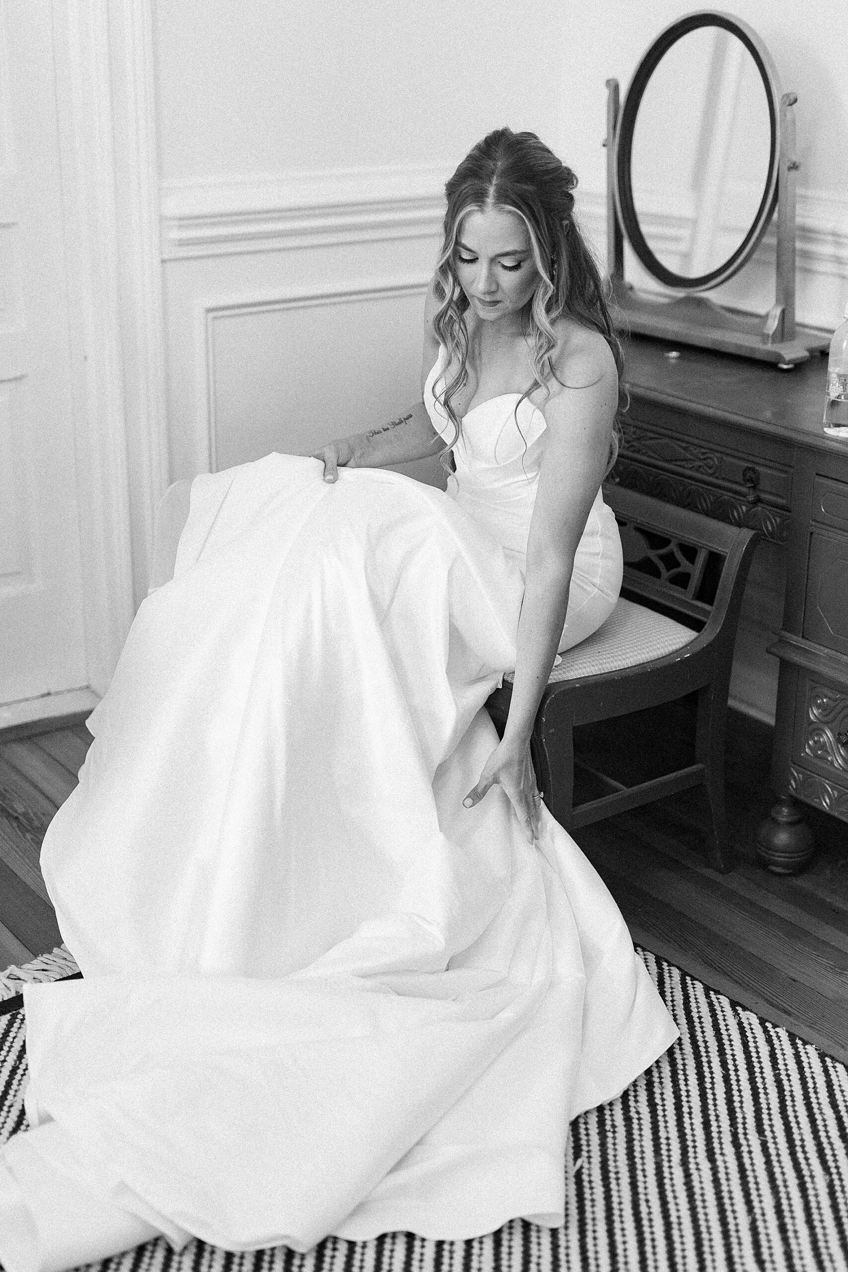 bride sitting in chair