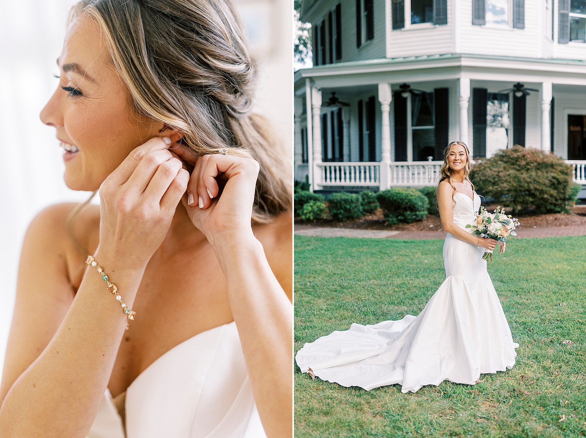 elegant bride outside of The Brawley Estate