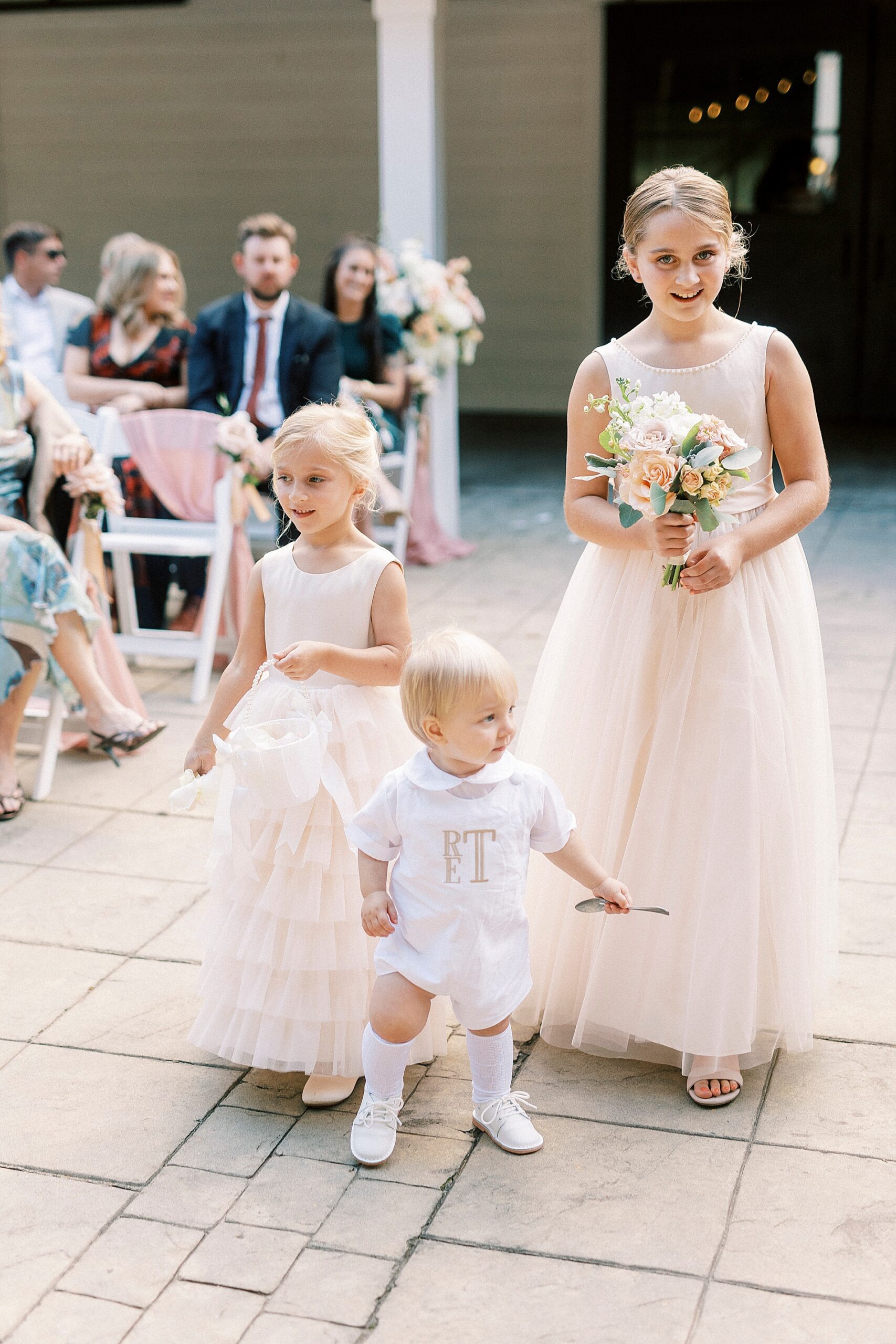 ring bear with two flower girls