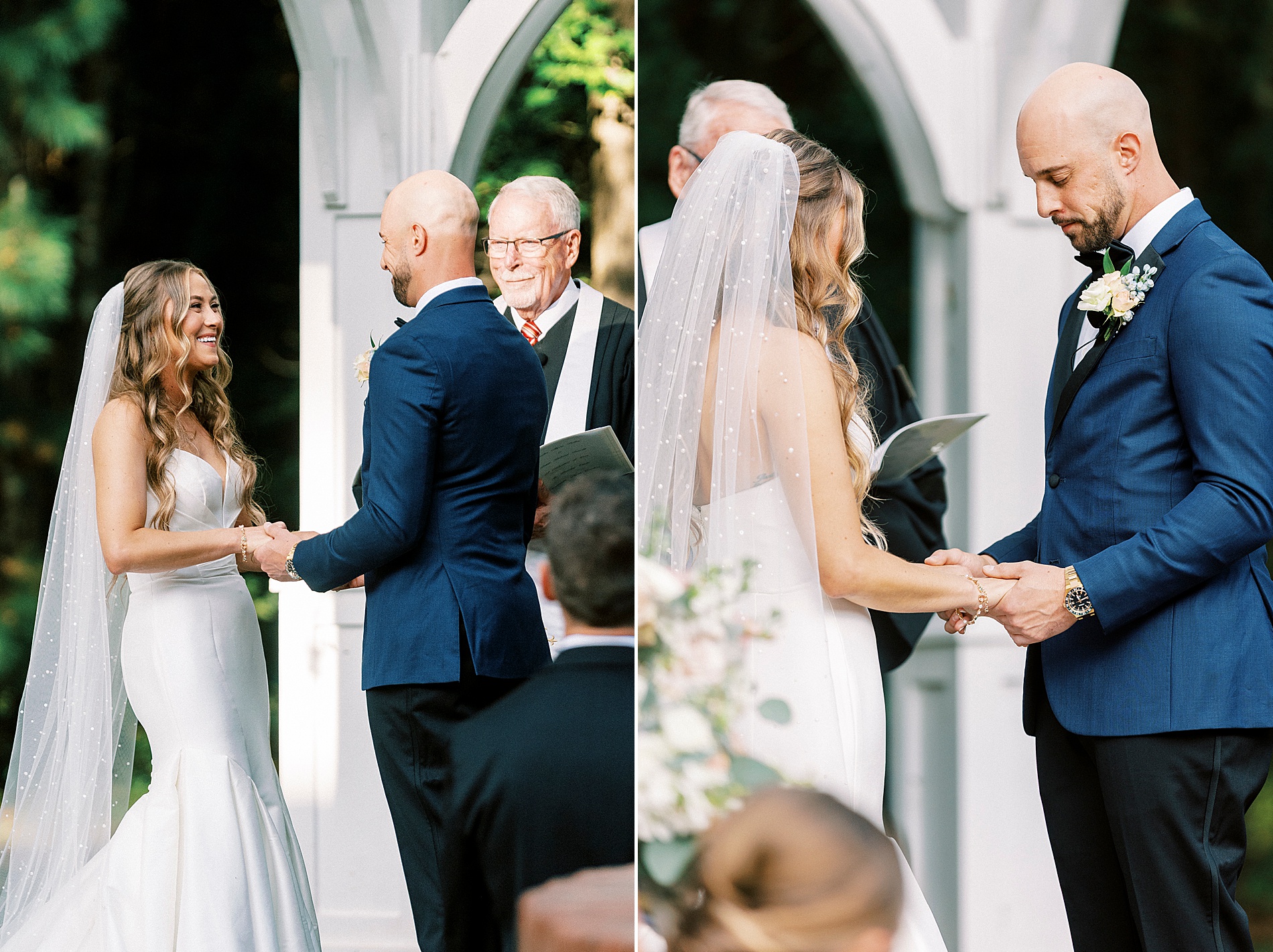 bride and groom at outdoor wedding ceremony
