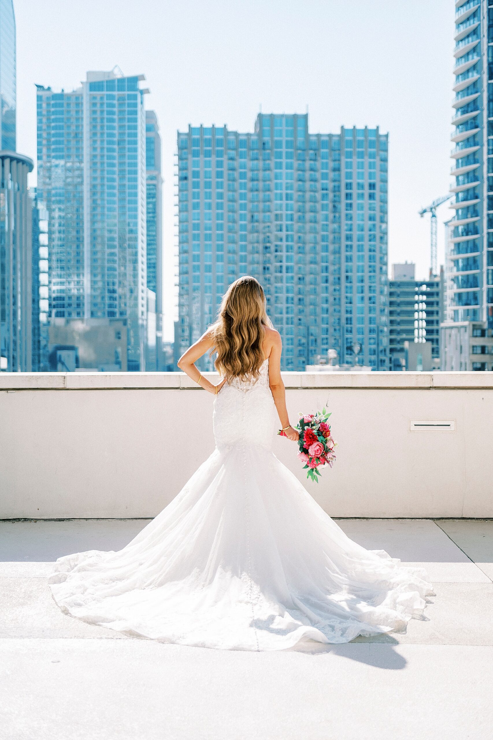 back of bride's wedding dress