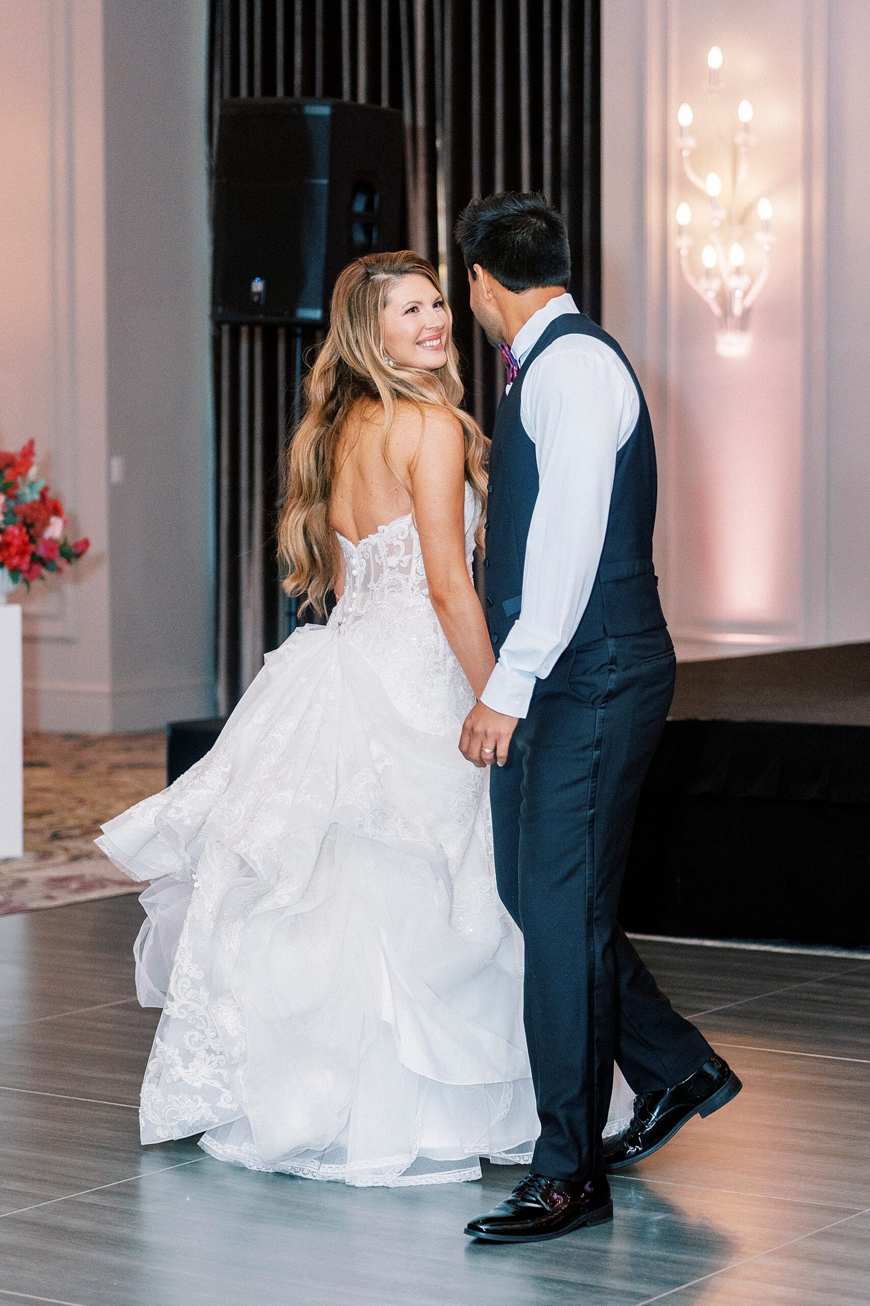 newlyweds on dance floor 
