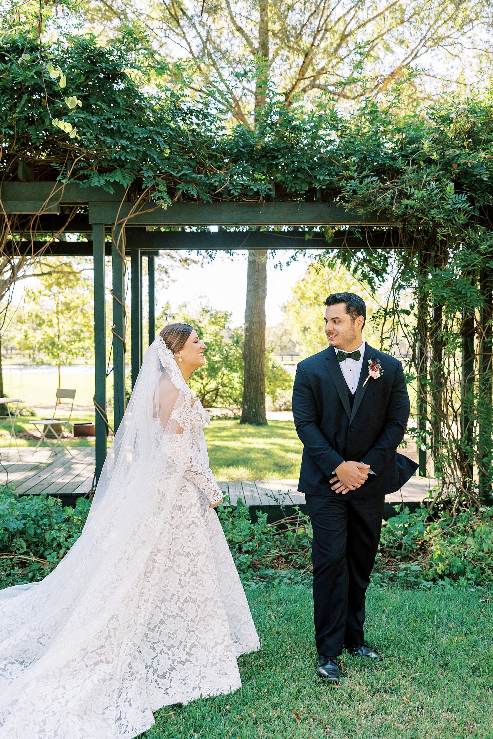 bride and groom first look 