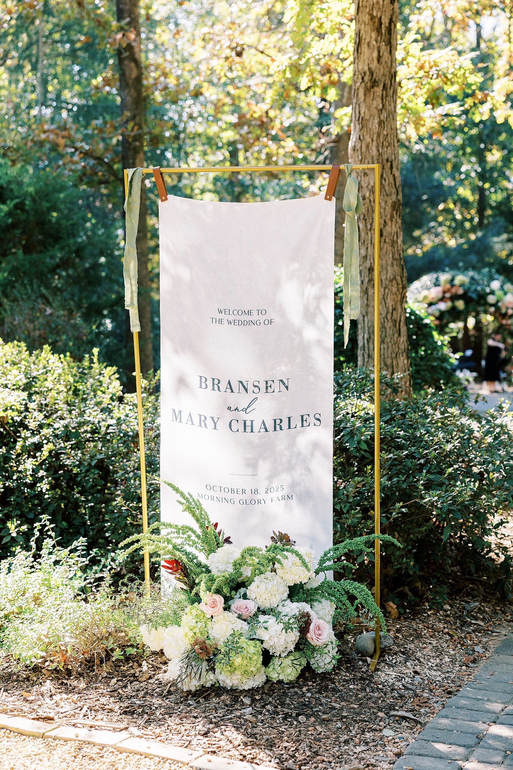 wedding welcome sign from Morning Glory Farm Wedding in Monroe, NC