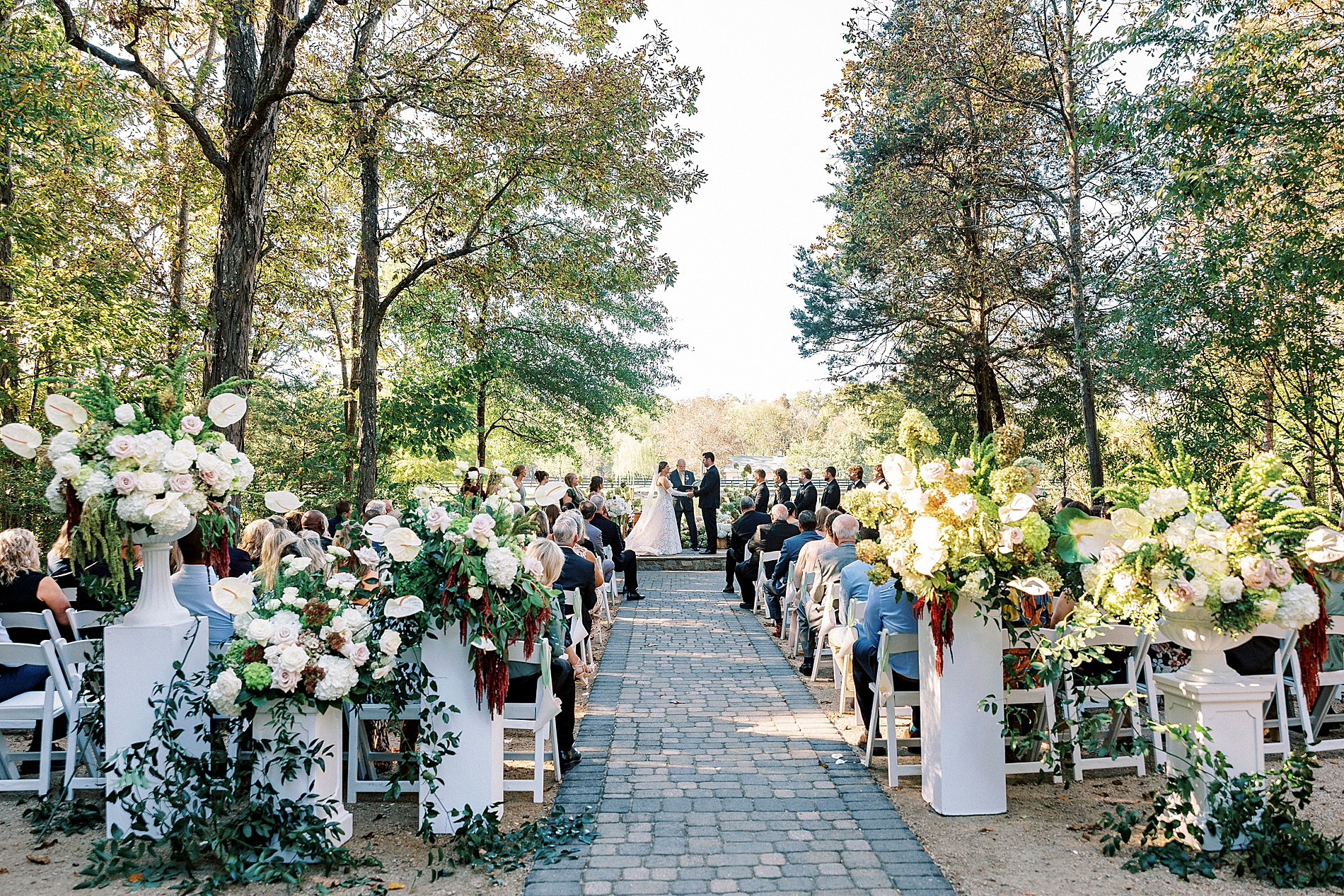 outdoor wedding ceremony at Morning Glory Farm in Monroe, NC