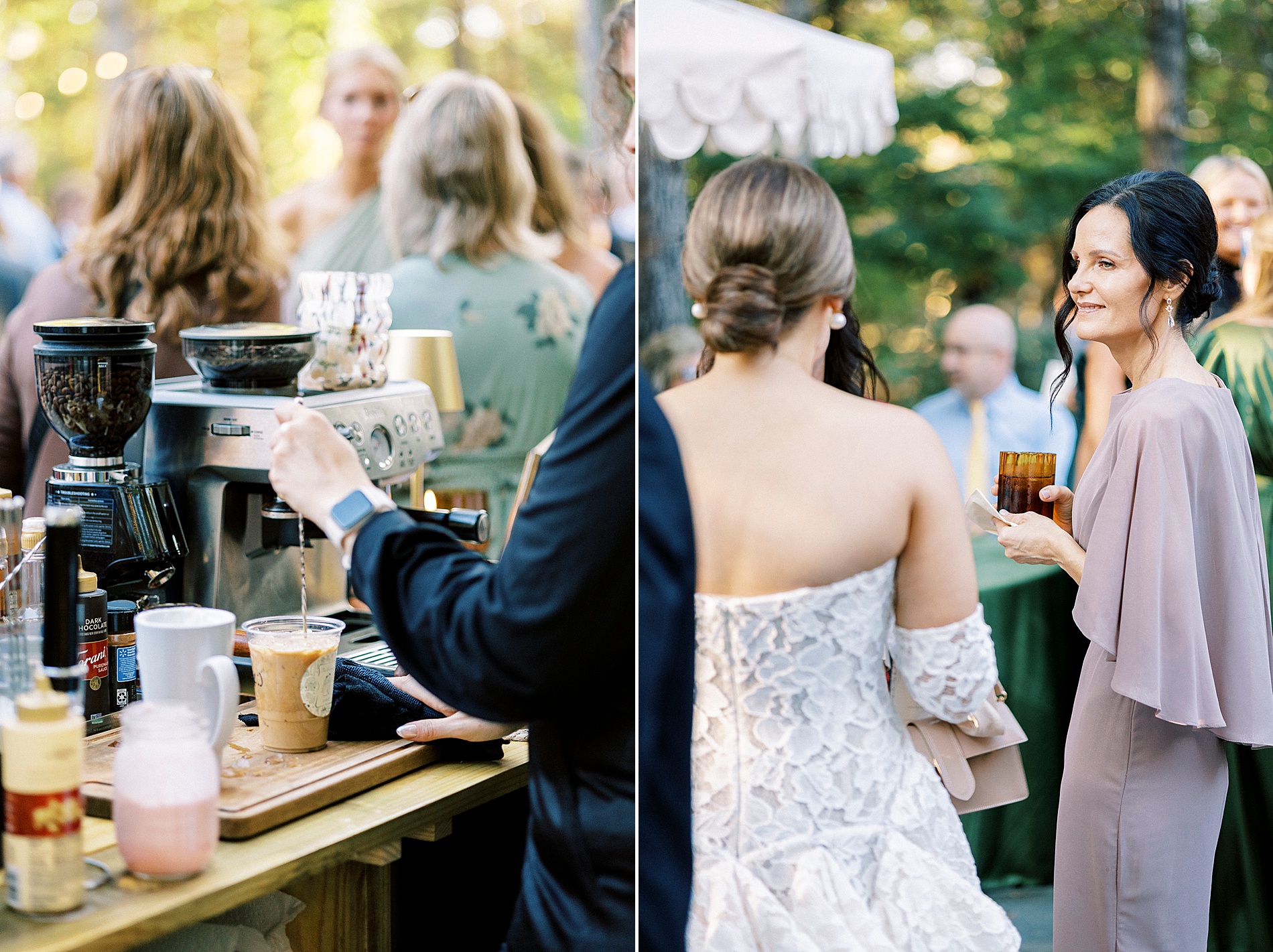 cocktail hour at Morning Glory Farm Wedding in Monroe, NC
