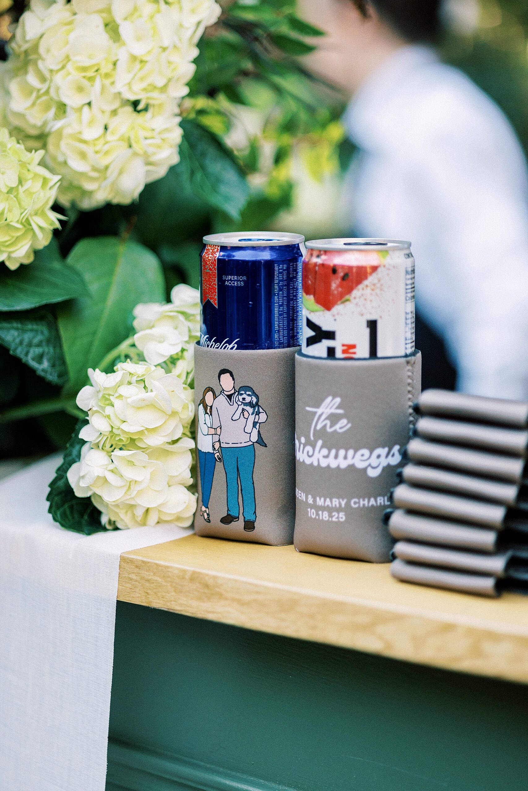 custom wedding drink koozies 