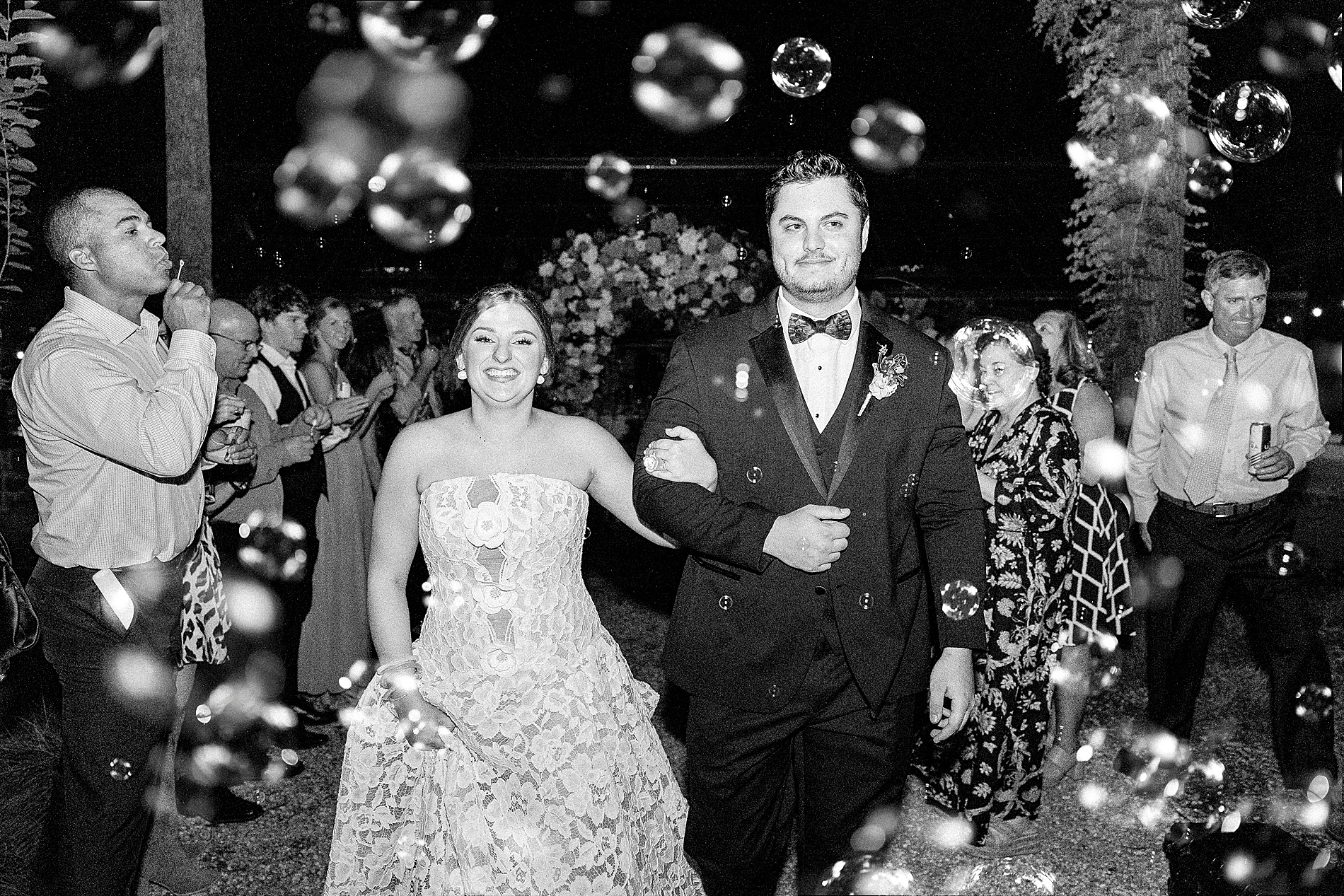 bubble exit at Morning Glory Farm Wedding 