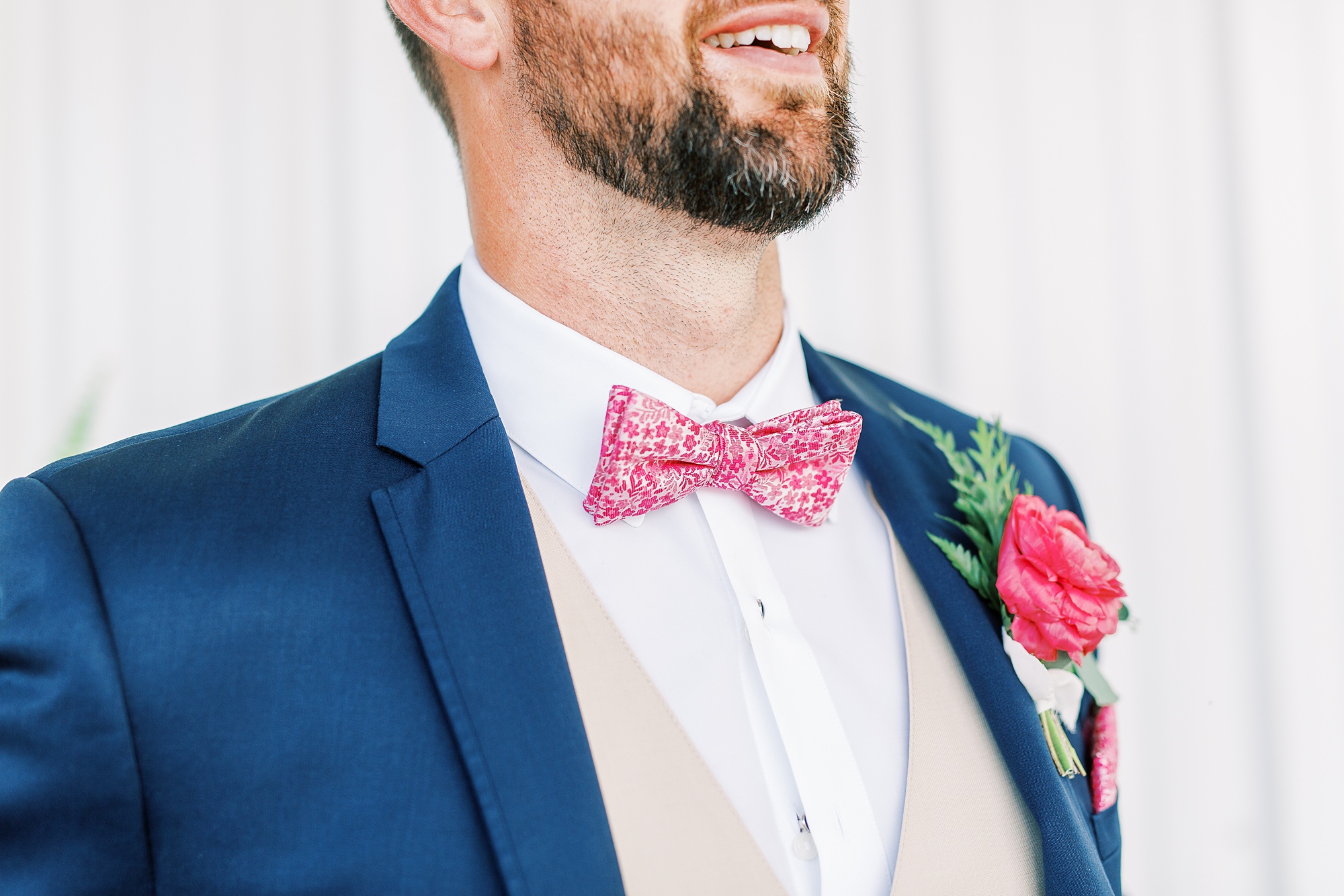 groom's custom pink bowtie for Belle's Venue wedding