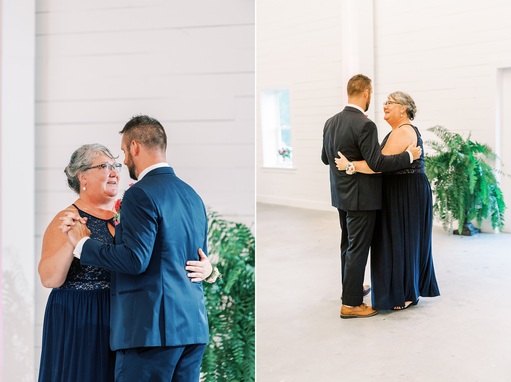 groom and mother dance during South Carolina wedding reception
