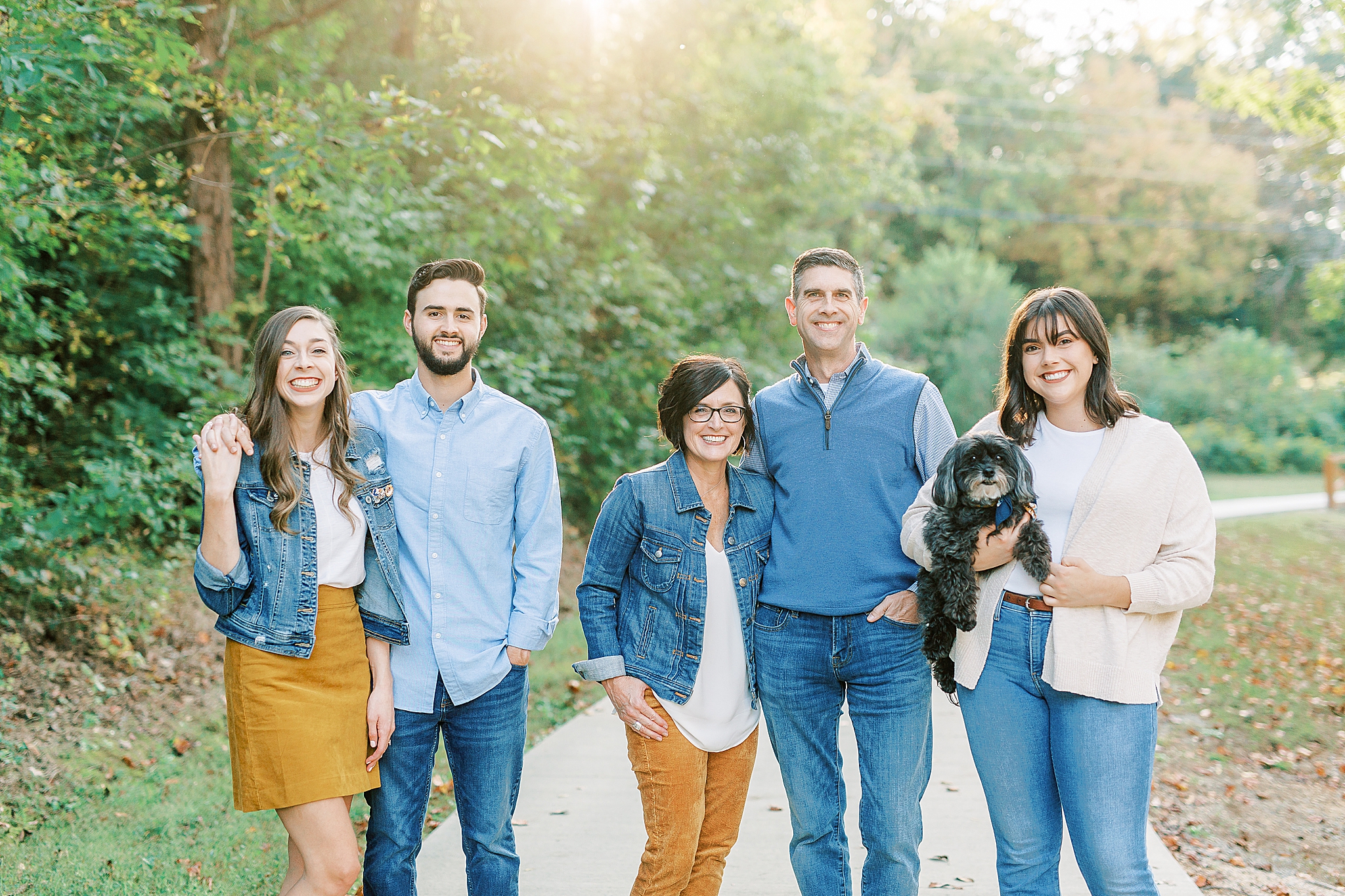 Charlotte Fall Family Portraits with blue and gold outfits