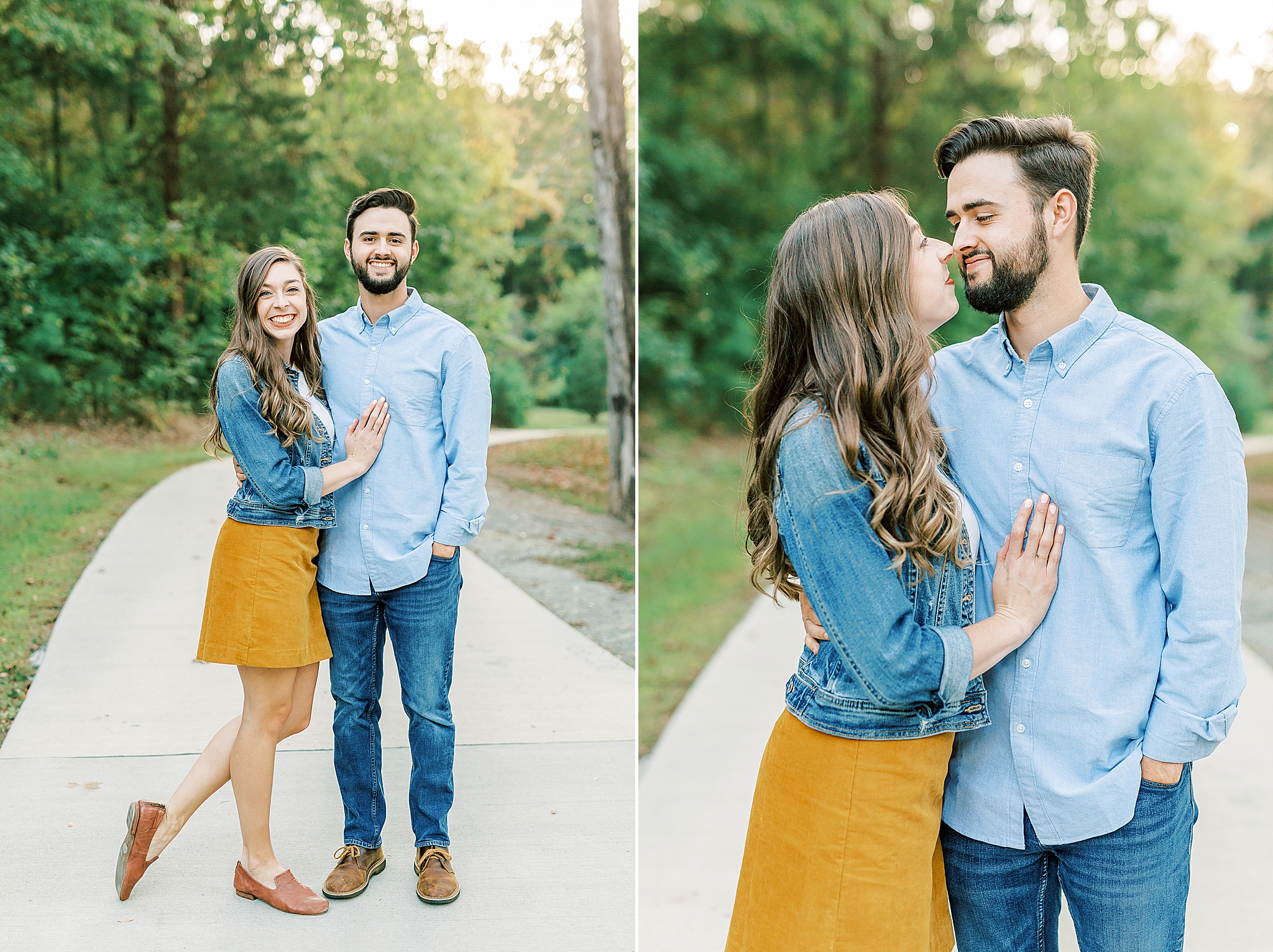 married couple stands nose to nose during family portraits in Charlotte NC