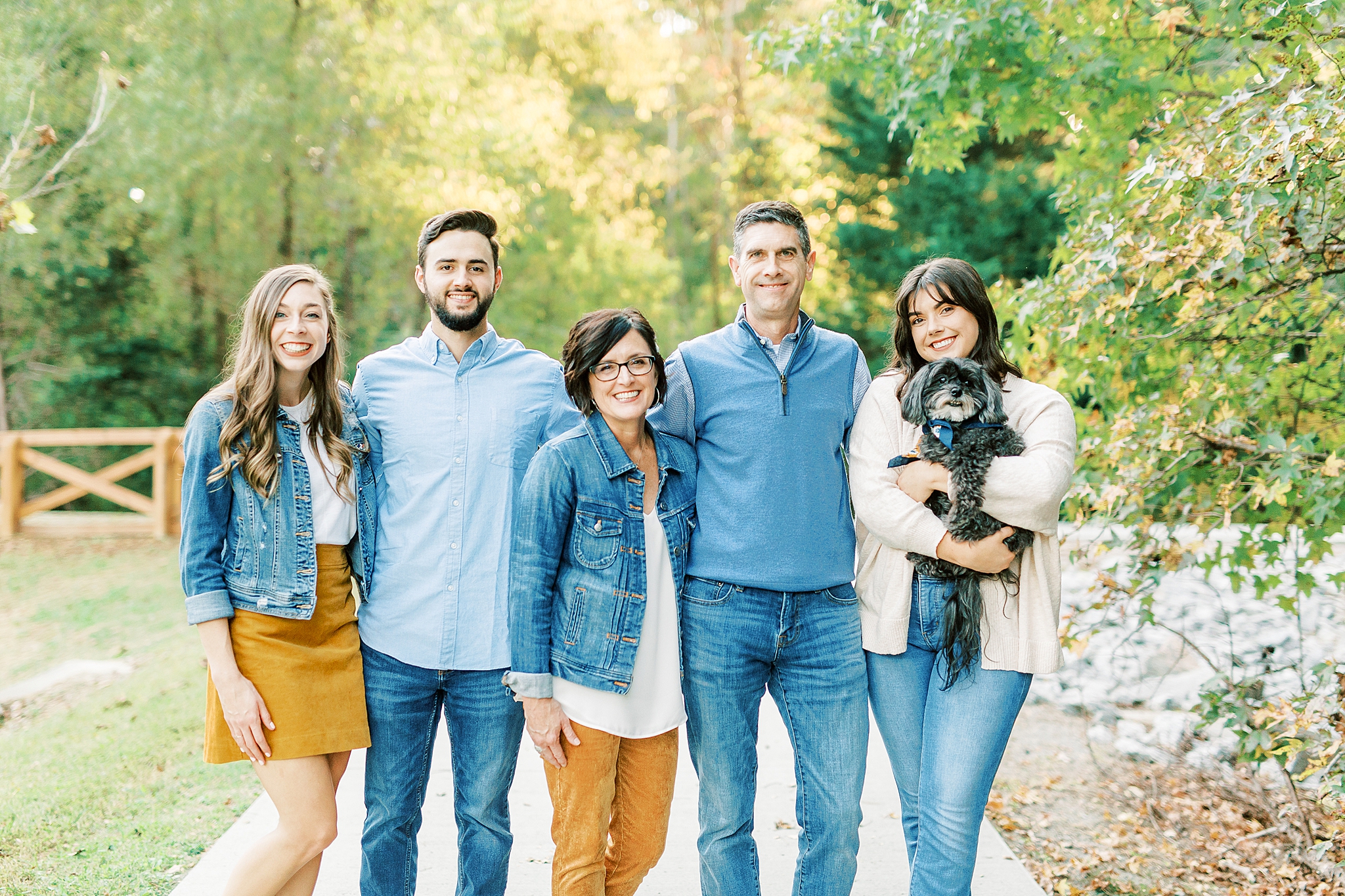 Fall family portraits in Pharr Mill Park with dog